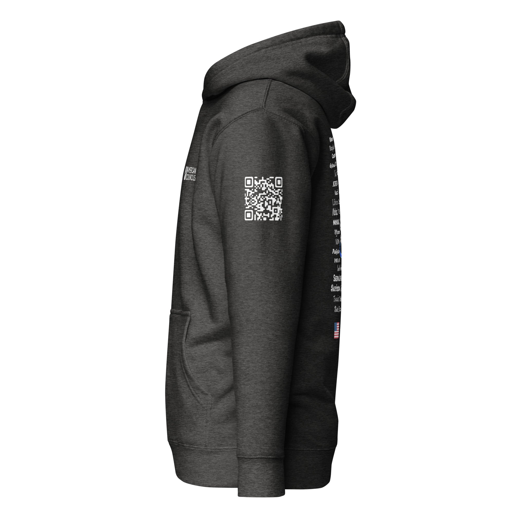 American Councils + Countries + QR CODE Hoodie- White Lettering