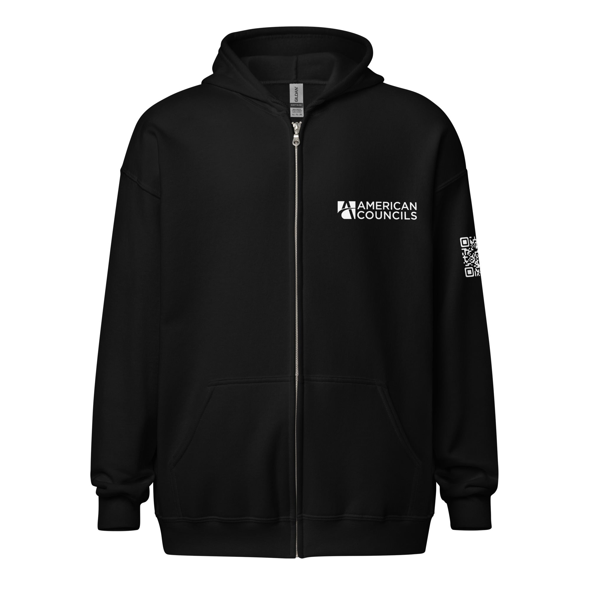 American Councils Small + Countries + QR CODE Full Zip- White Lettering