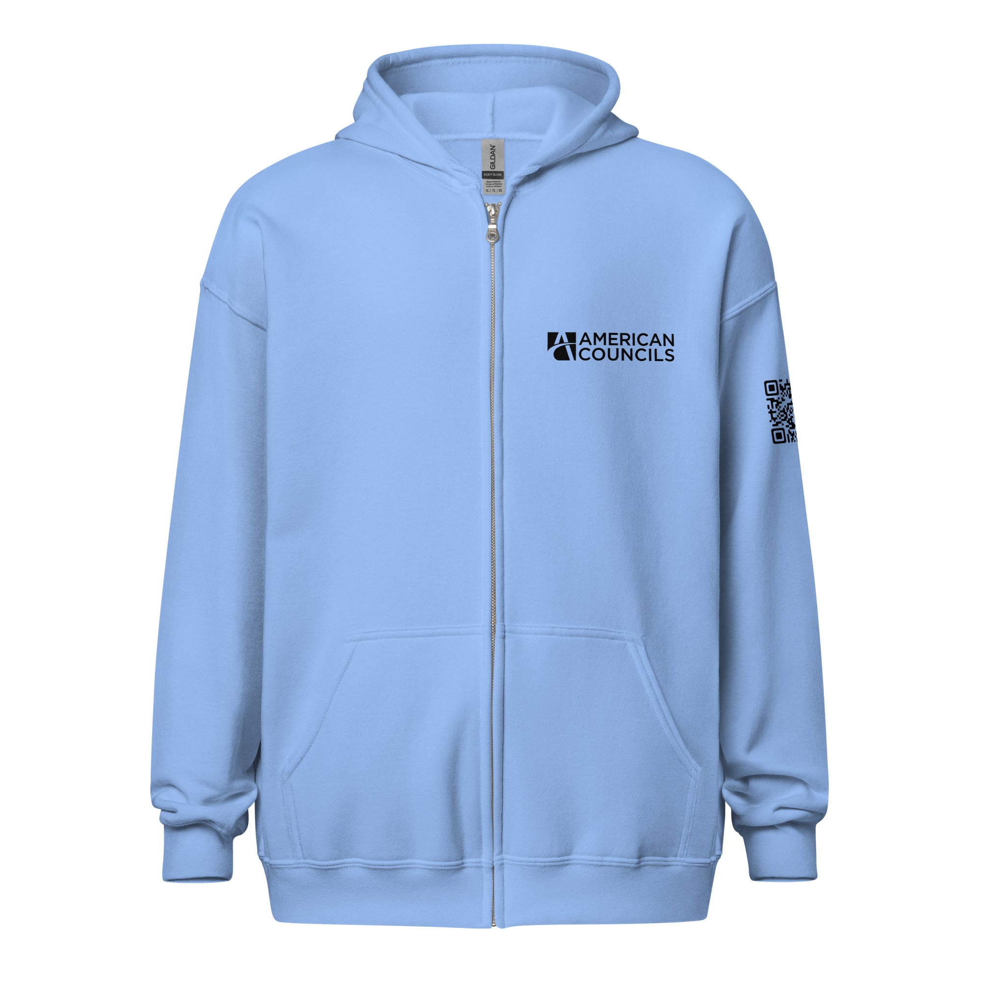 American Councils + Countries+ QR CODE Zip up - Black Lettering