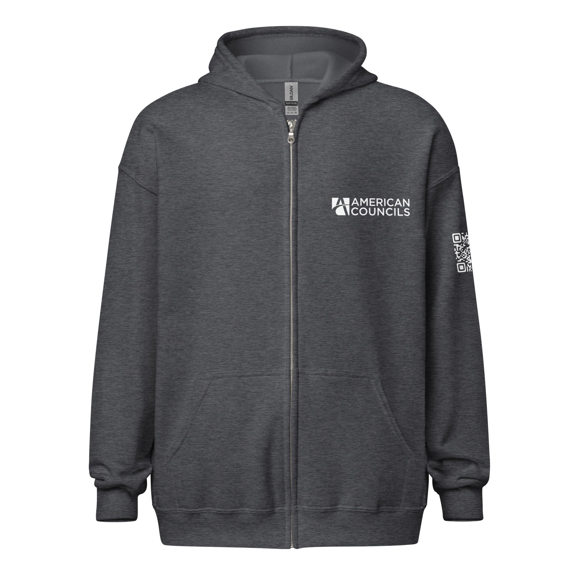 American Councils Small + Countries + QR CODE Full Zip- White Lettering