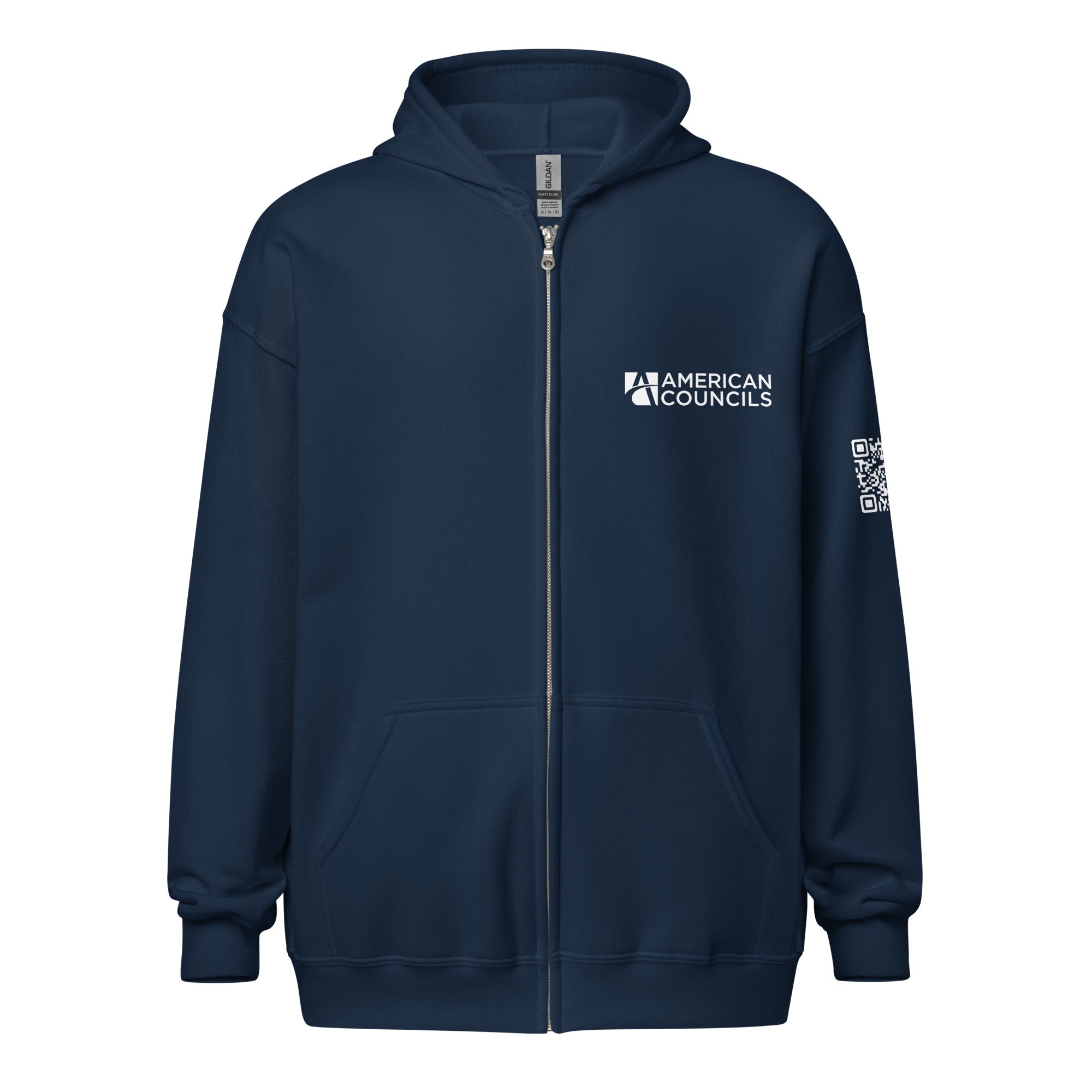 American Councils Small + Countries + QR CODE Full Zip- White Lettering