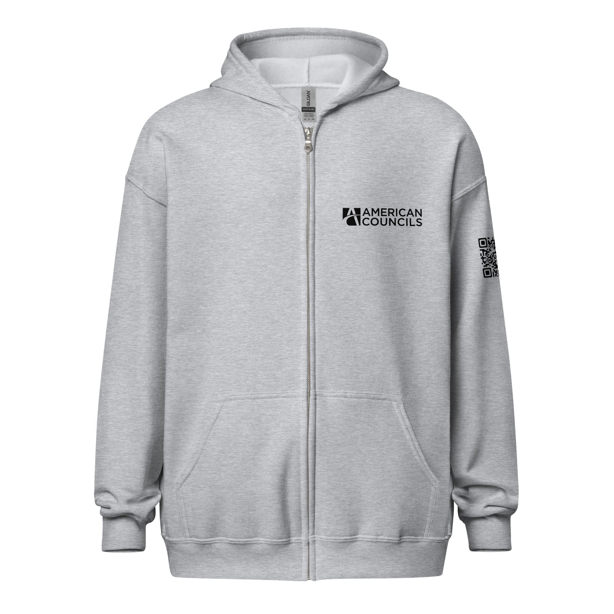 American Councils + Countries+ QR CODE Zip up - Black Lettering