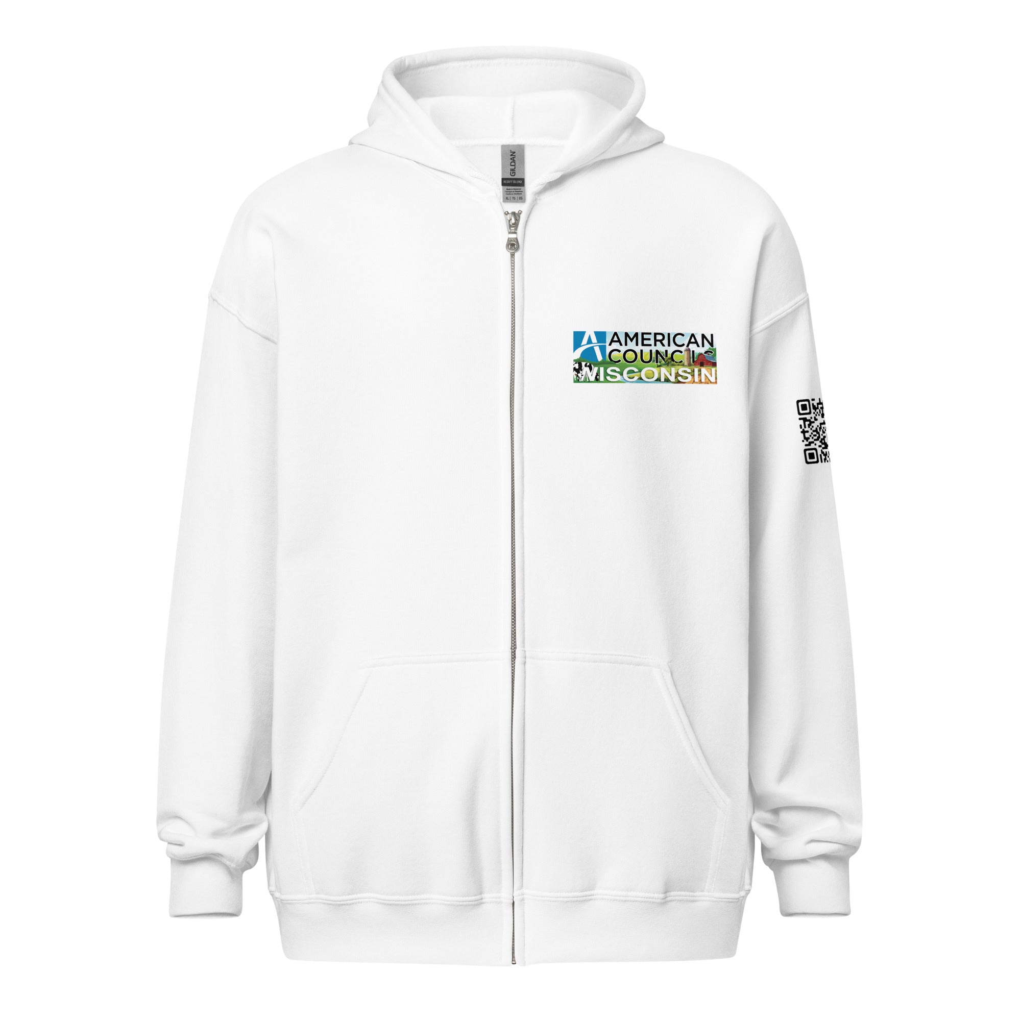 Wisconsin AC Small + Countries + QR CODE Zip up- Black Lettering