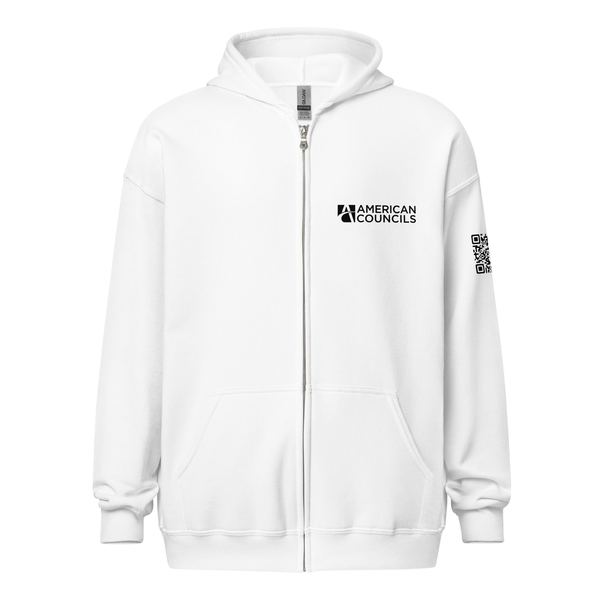 American Councils + Countries+ QR CODE Zip up - Black Lettering