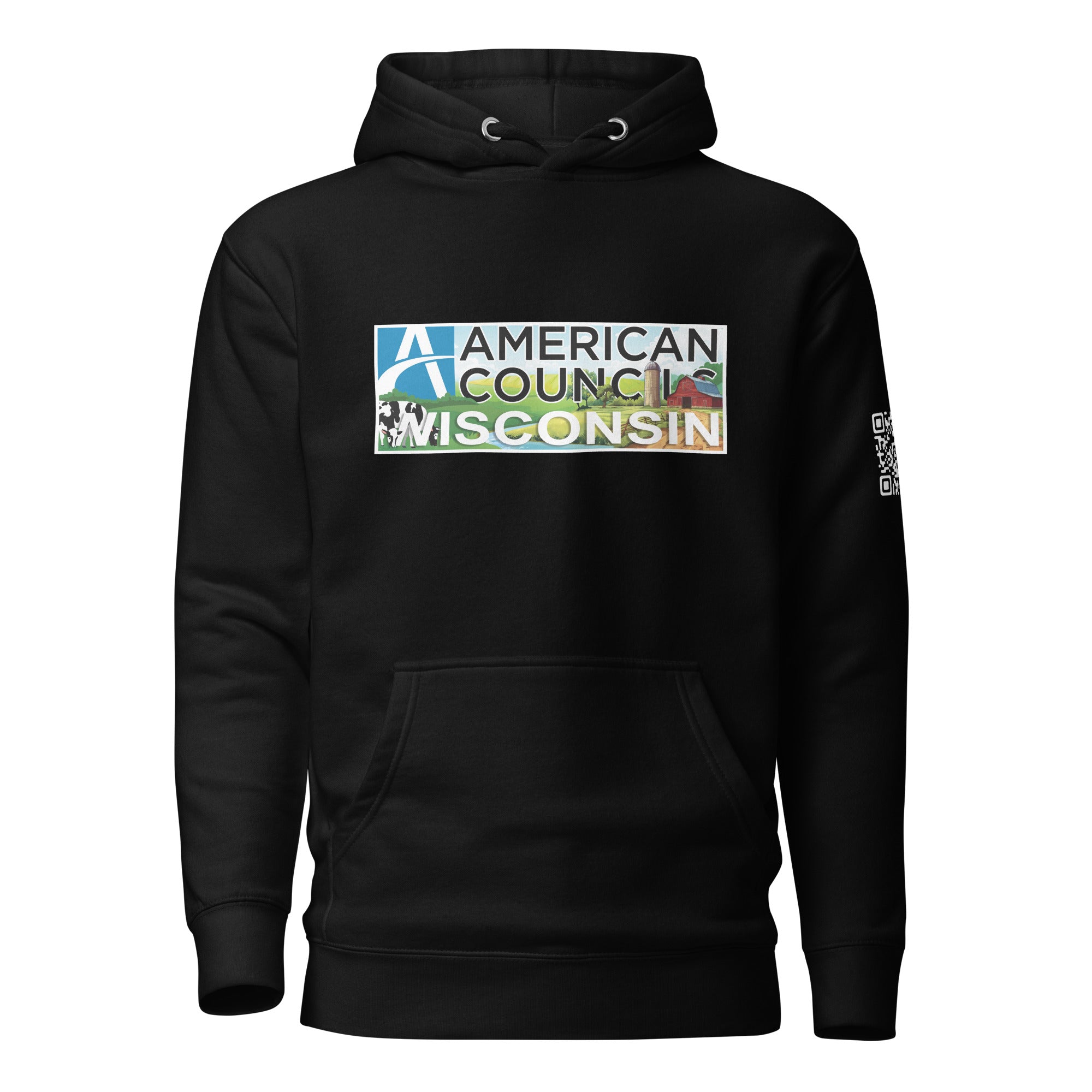 Wisconsin AC + Countries + QR Code Hoodie - White Lettering