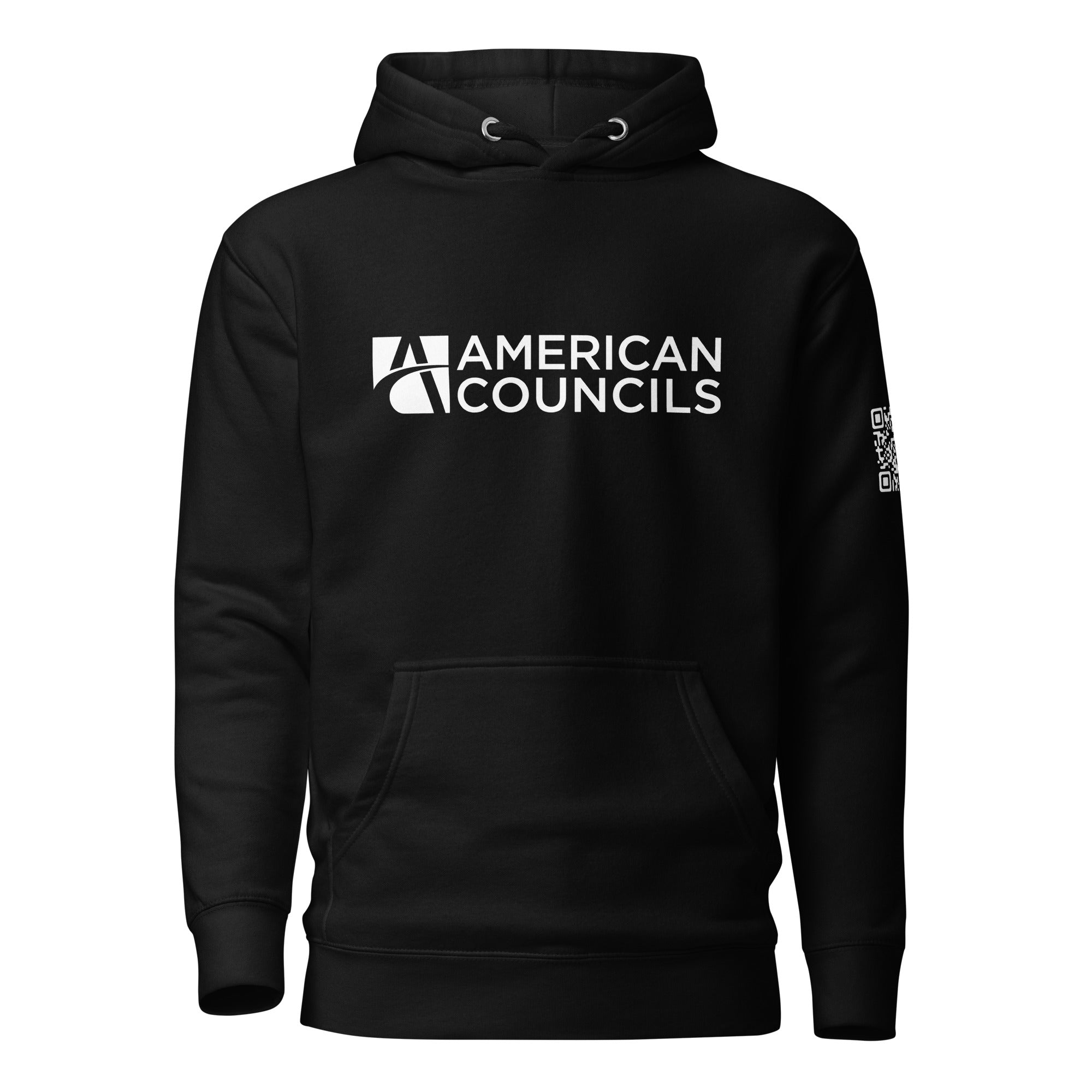 American Councils + Countries + QR CODE Hoodie - White Lettering