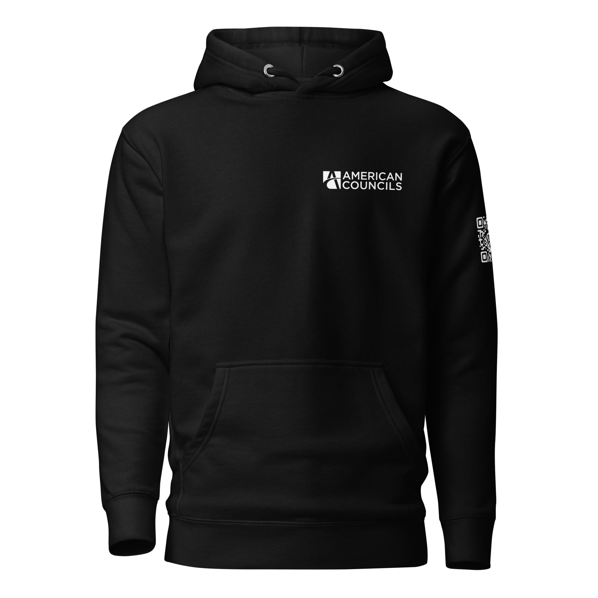 American Councils  + Countries + QR CODE Hoodie- White Lettering