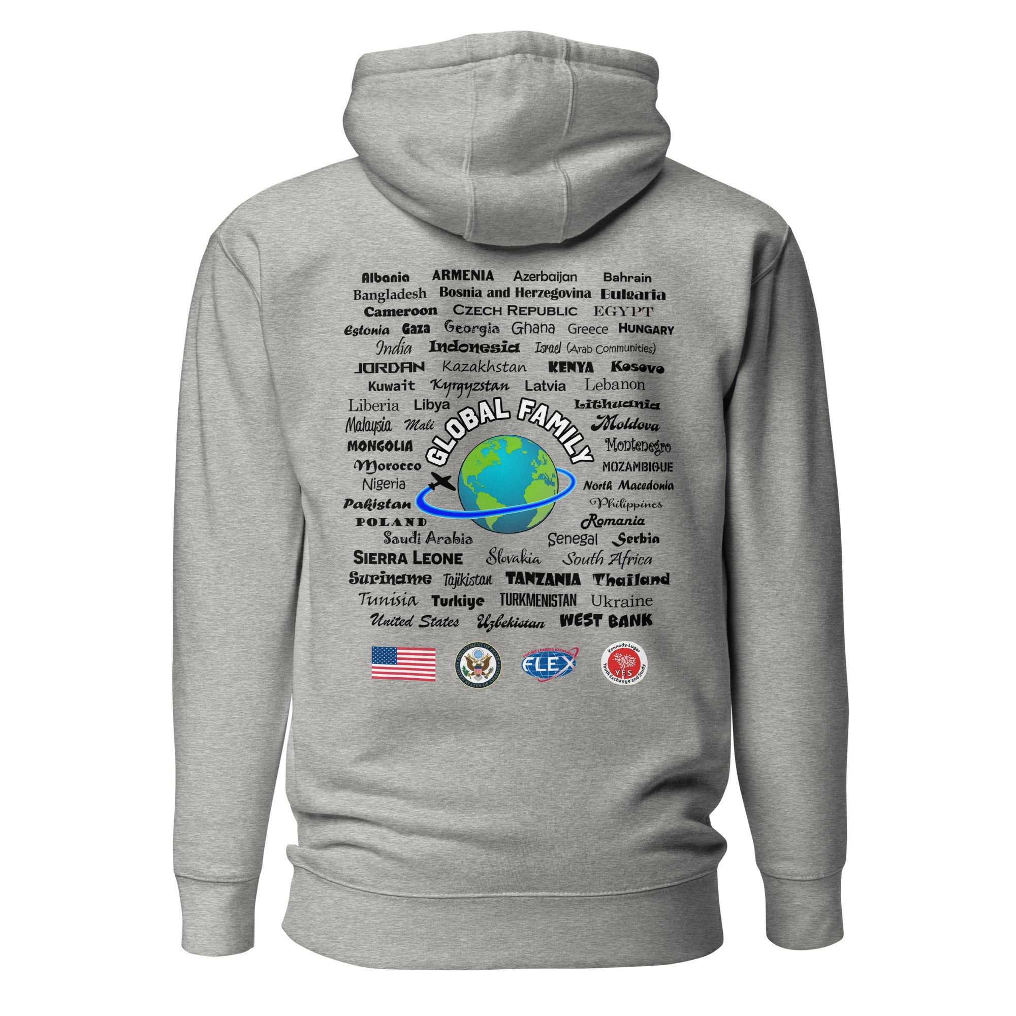 American Councils + Countries Hoodie- Black Lettering