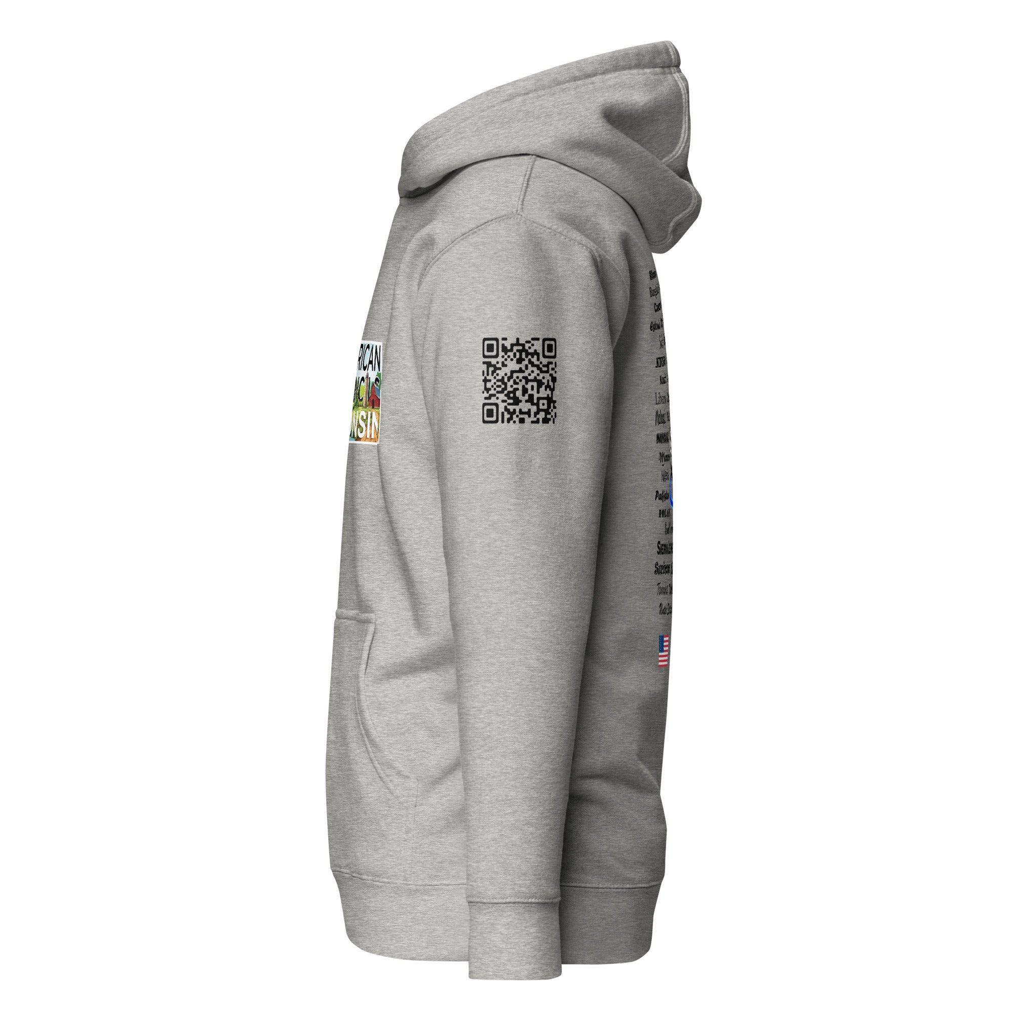 Wisconsin AC + Countries + QR CODE Hoodie- Black Lettering