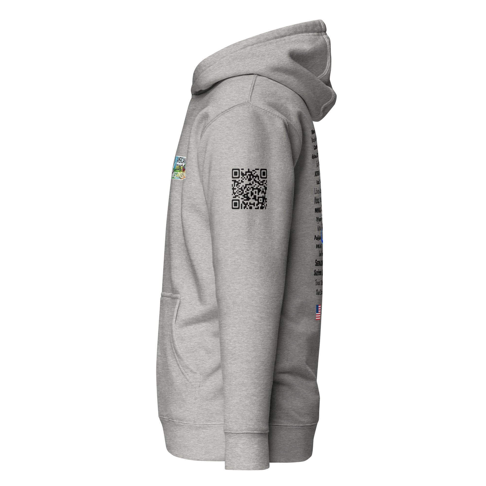 Wisconsin AC Small + Countries + QR CODE Hoodie - Black Lettering