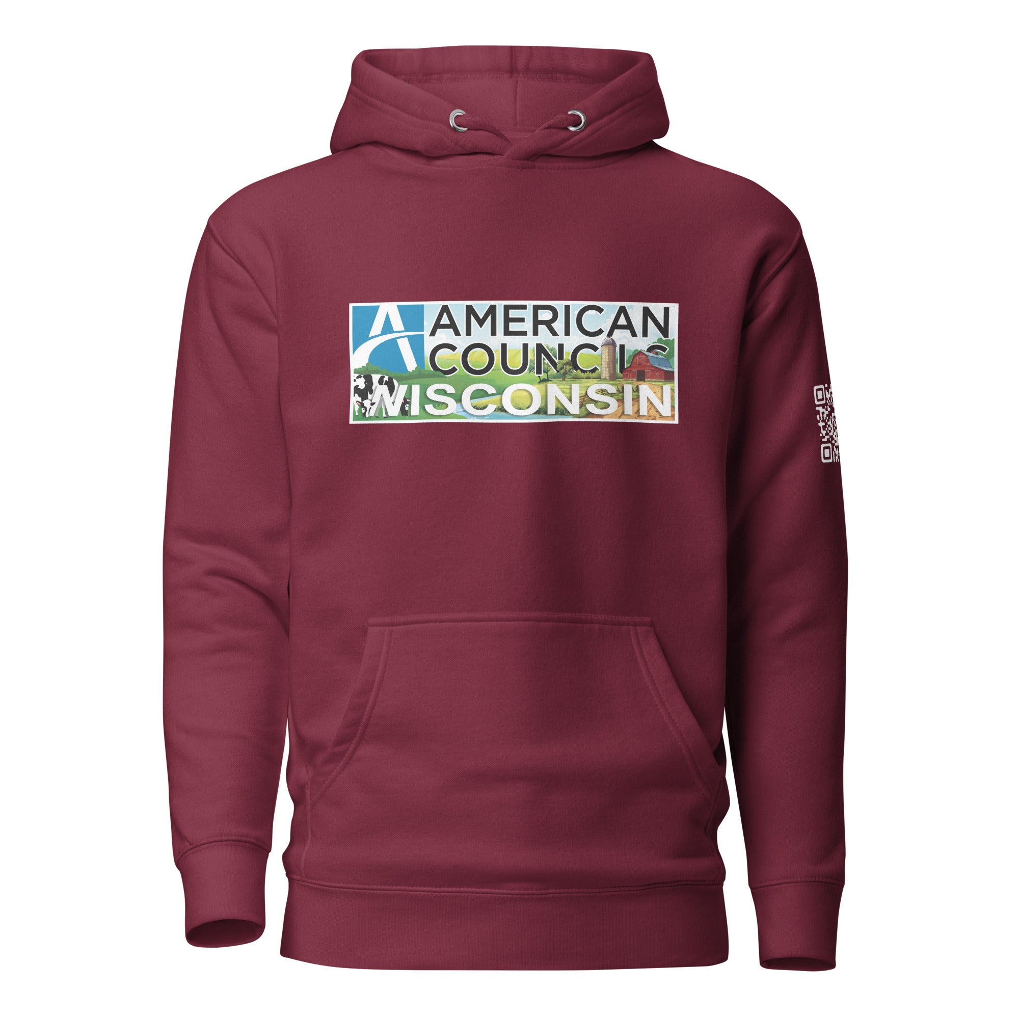 Wisconsin AC + Countries + QR Code Hoodie - White Lettering