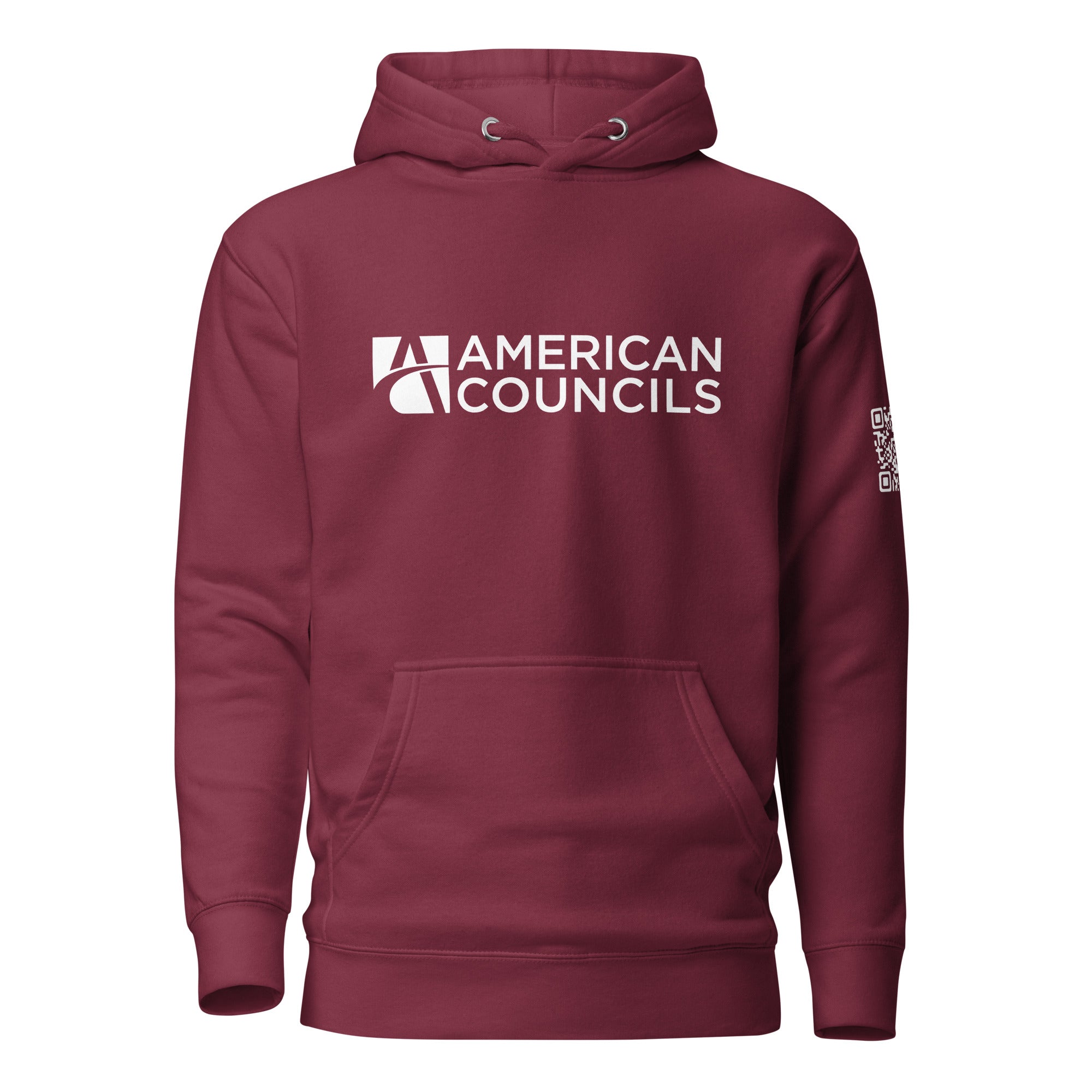 American Councils + Countries + QR CODE Hoodie - White Lettering