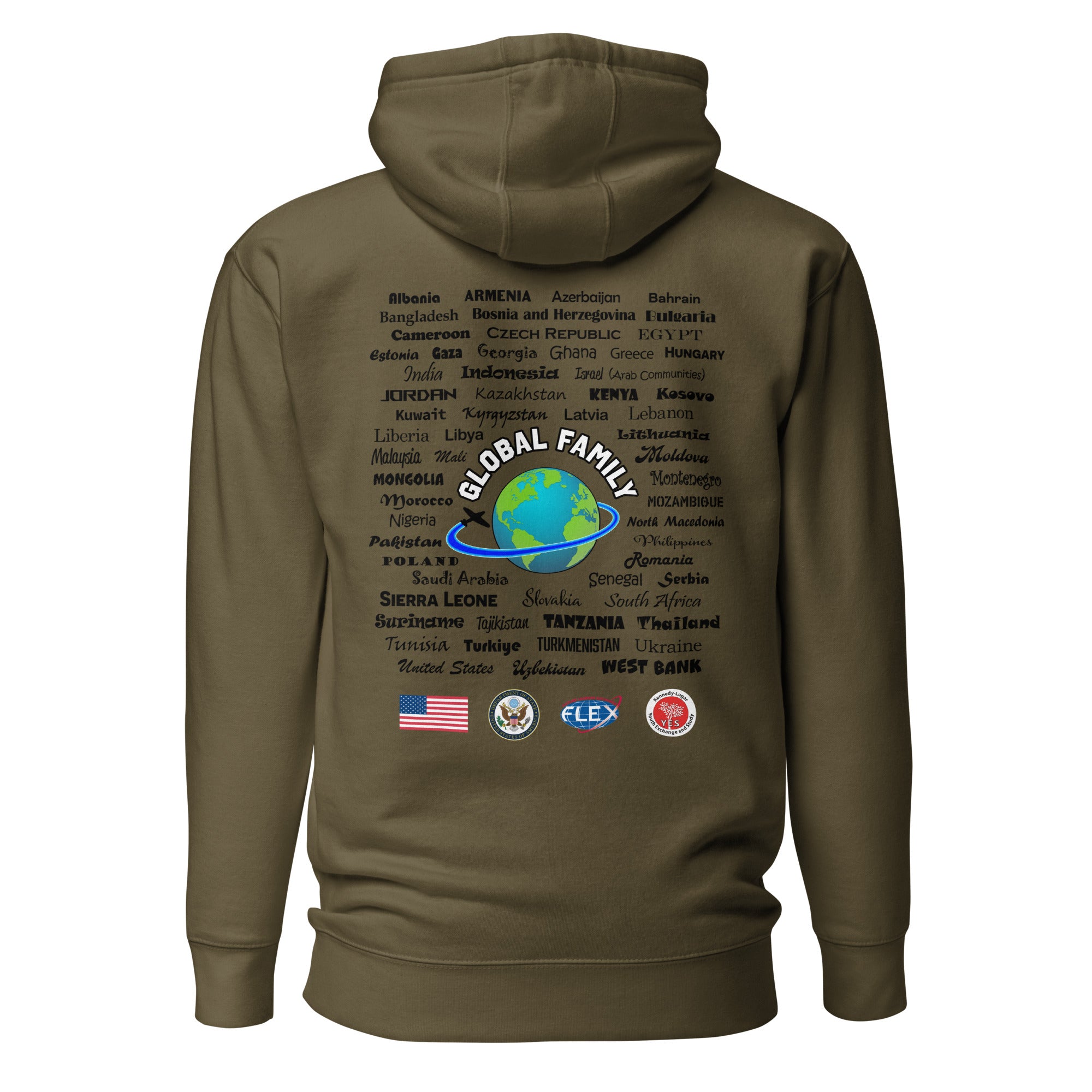 American Councils + Countries Hoodie- Black Lettering