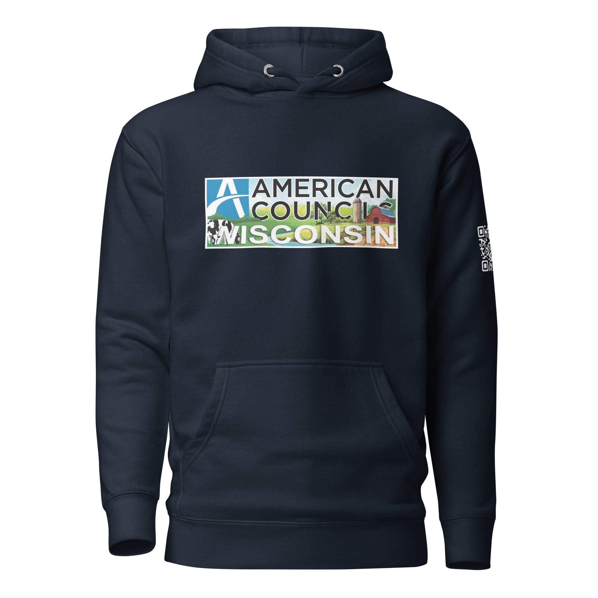 Wisconsin AC + Countries + QR Code Hoodie - White Lettering