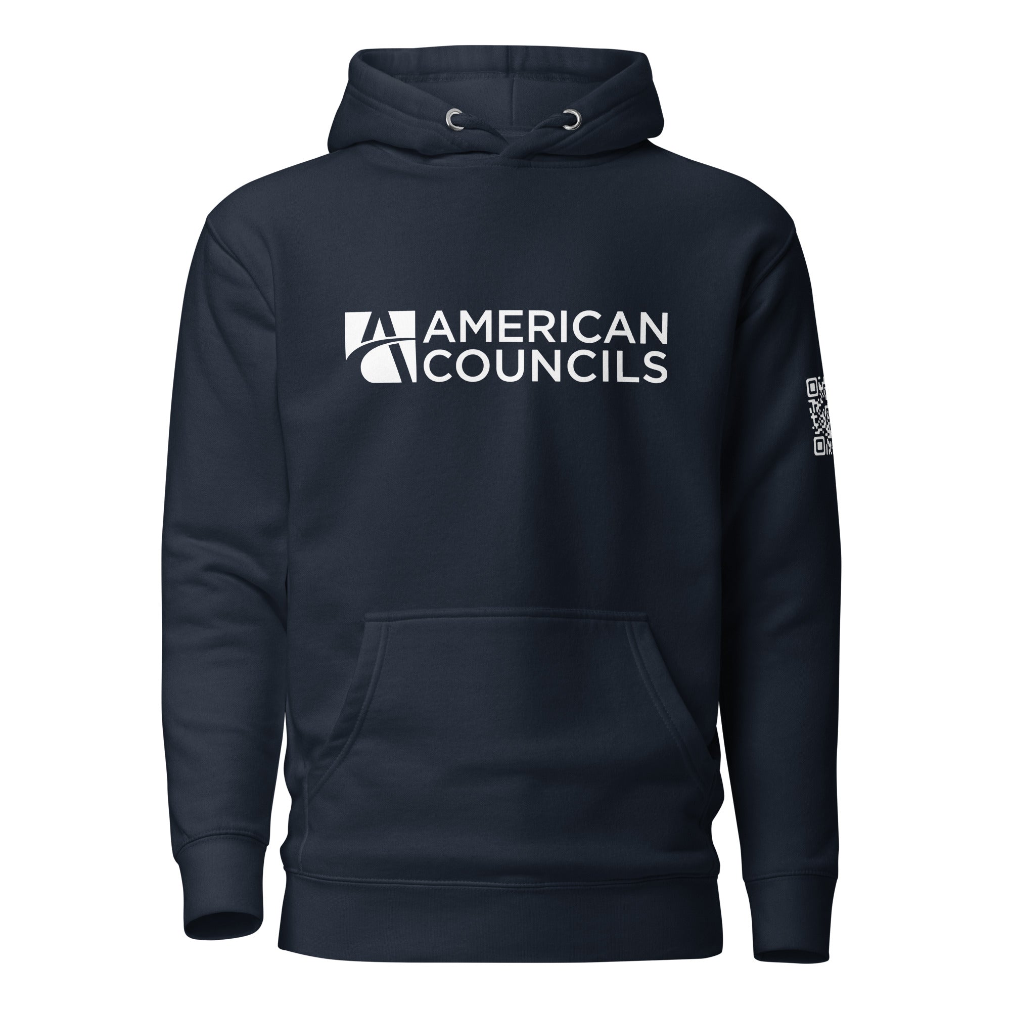 American Councils + Countries + QR CODE Hoodie - White Lettering