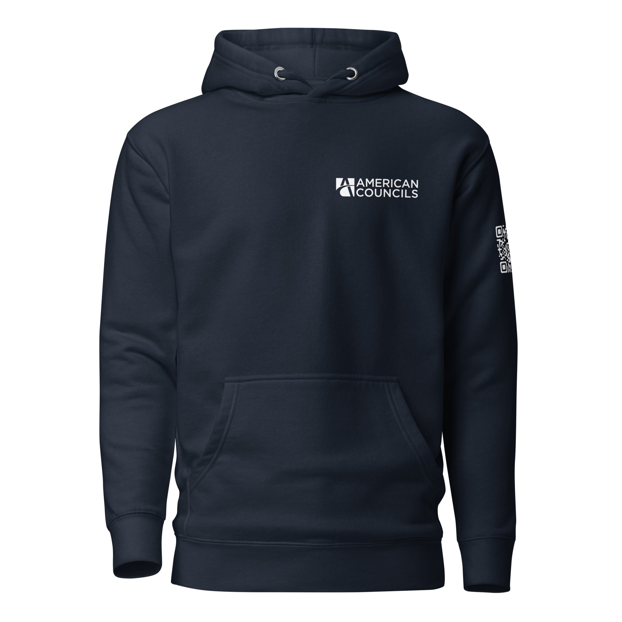 American Councils  + Countries + QR CODE Hoodie- White Lettering