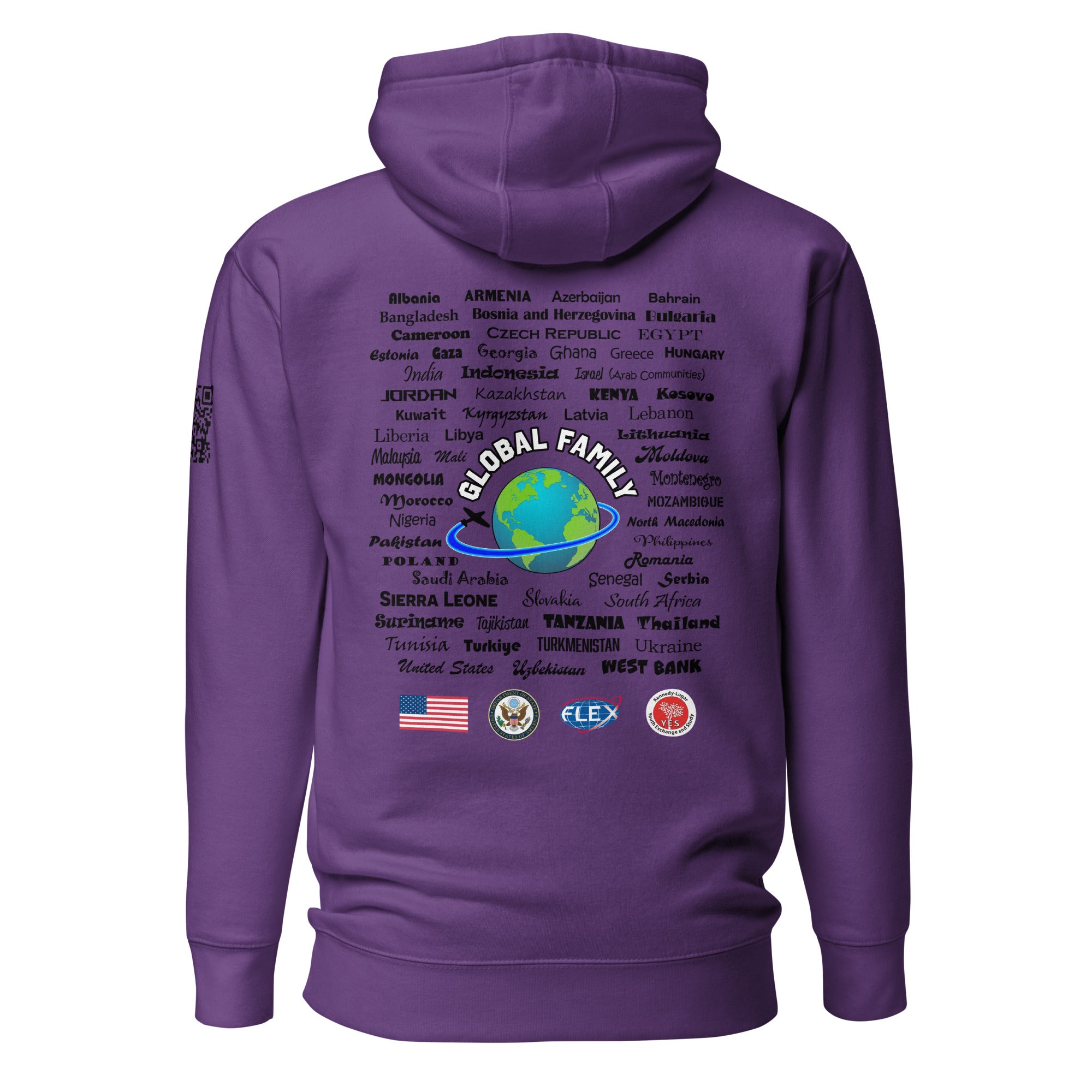 Colorado AC Small + Countries +QR CODE  Hoodie - Black Lettering