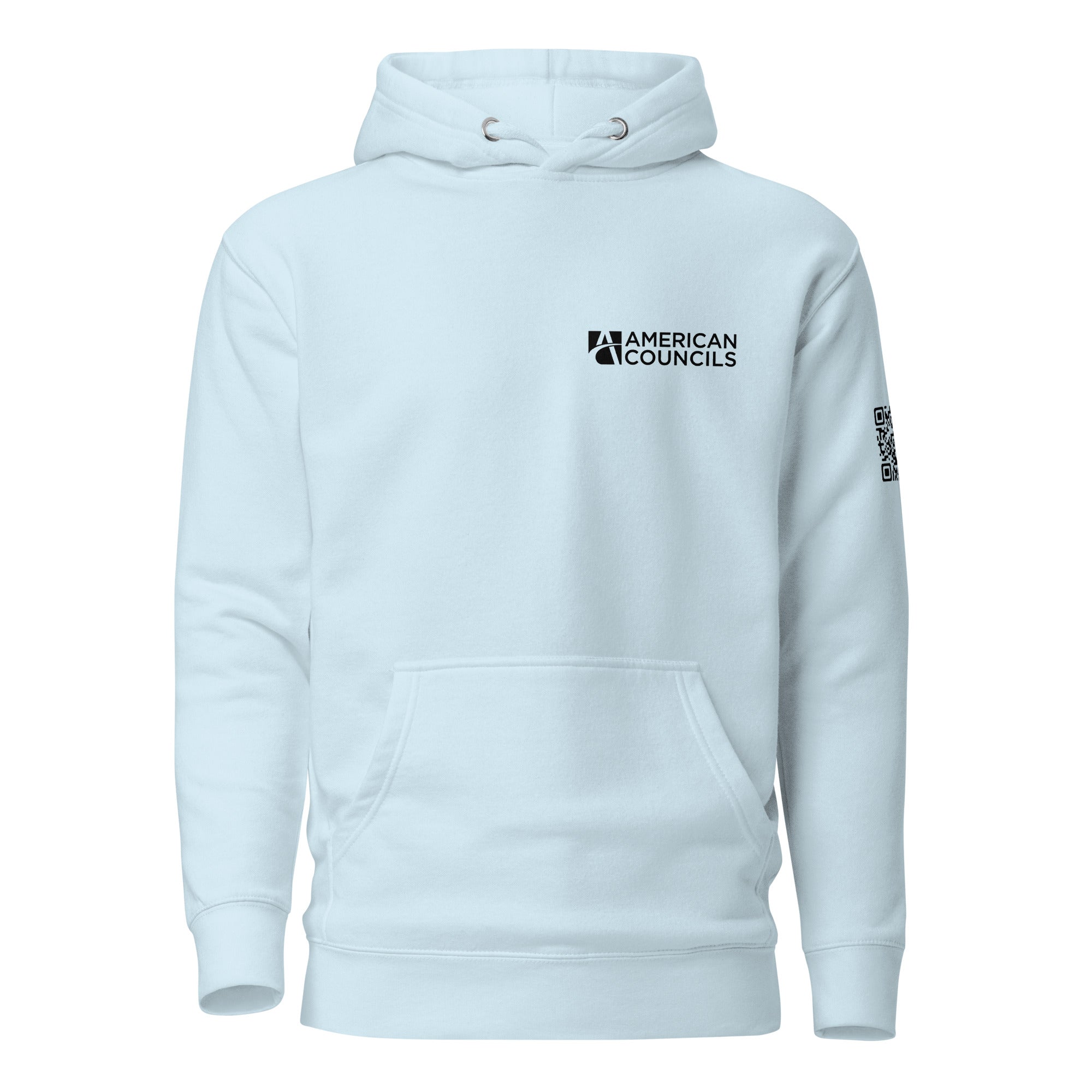 American Councils Small + Countries + QR CODE Hoodie- Black Lettering