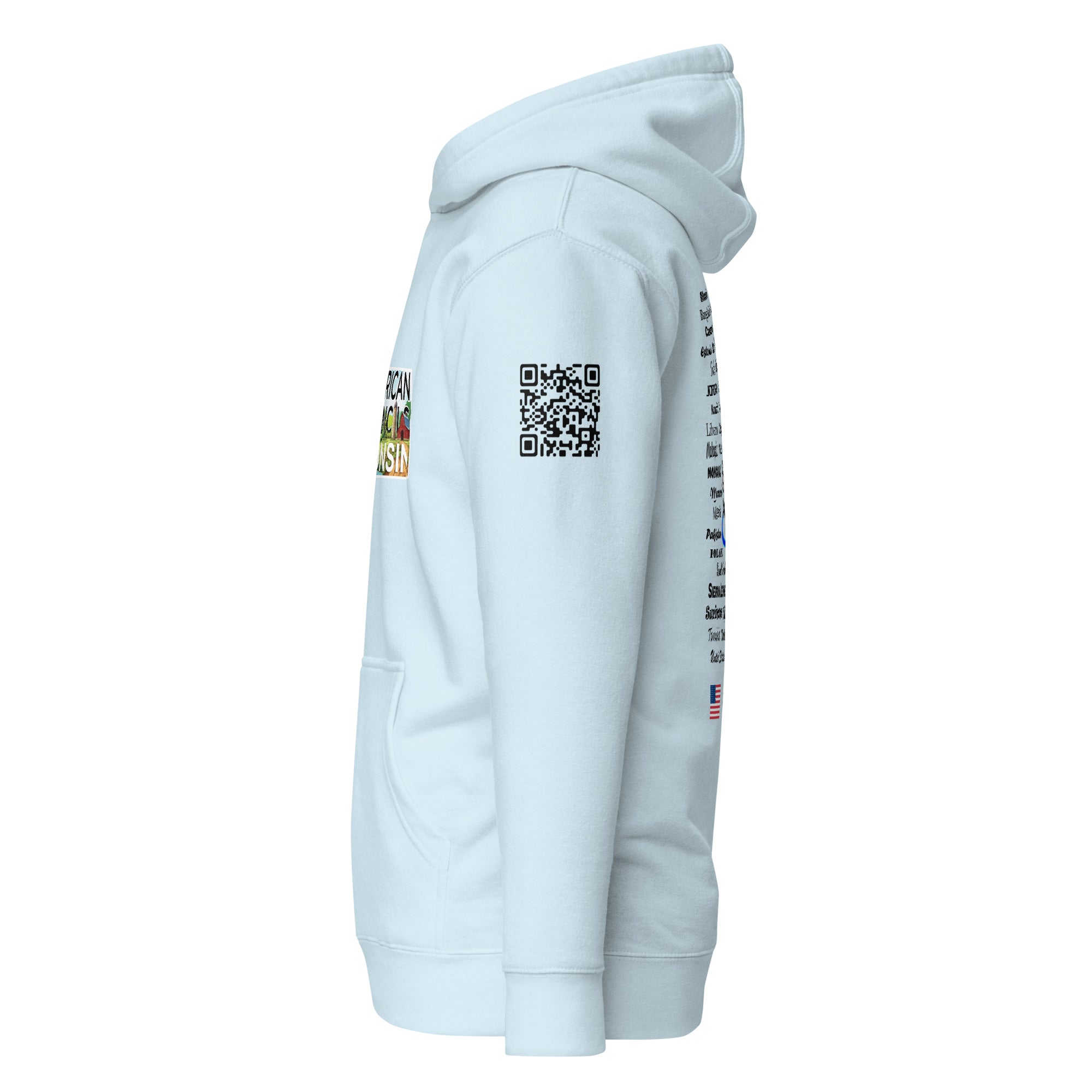 Wisconsin AC + Countries + QR CODE Hoodie- Black Lettering