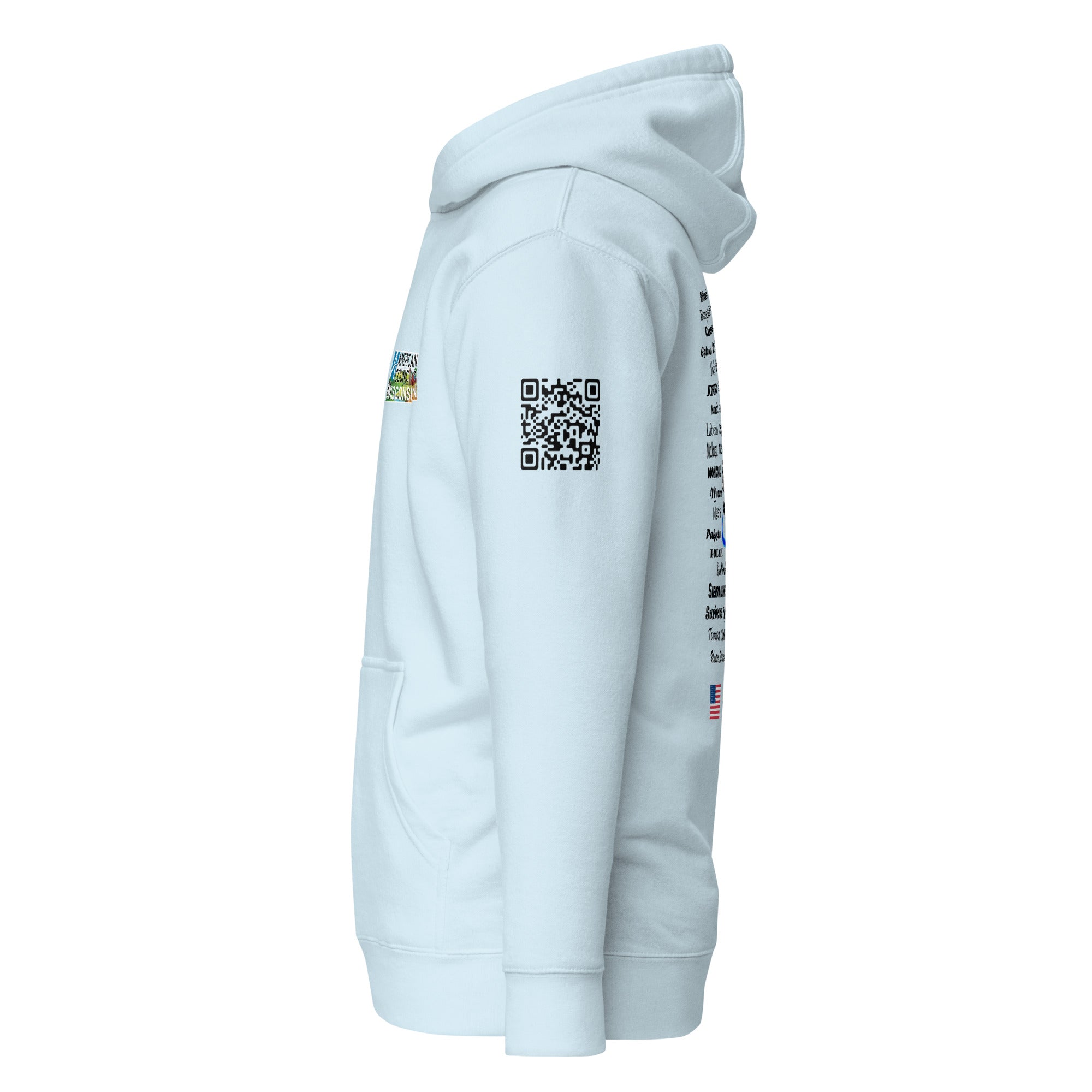 Wisconsin AC Small + Countries + QR CODE Hoodie - Black Lettering