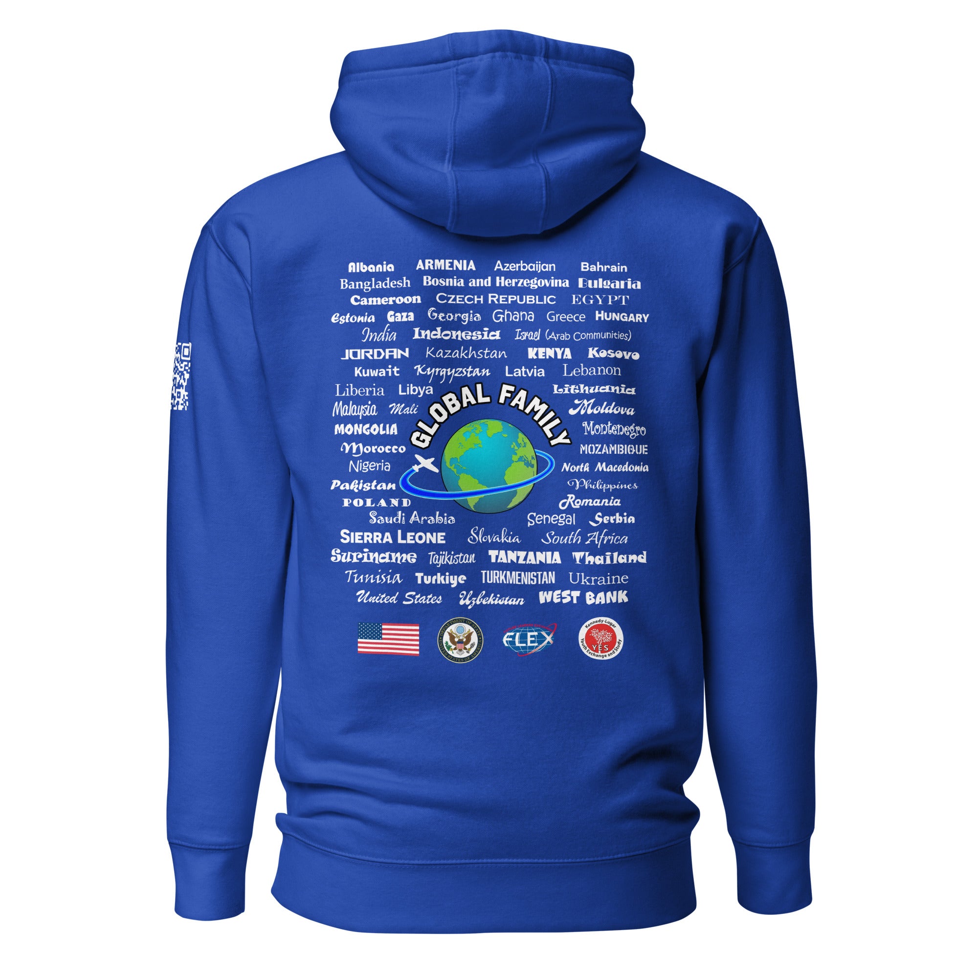 American Councils  + Countries + QR CODE Hoodie- White Lettering