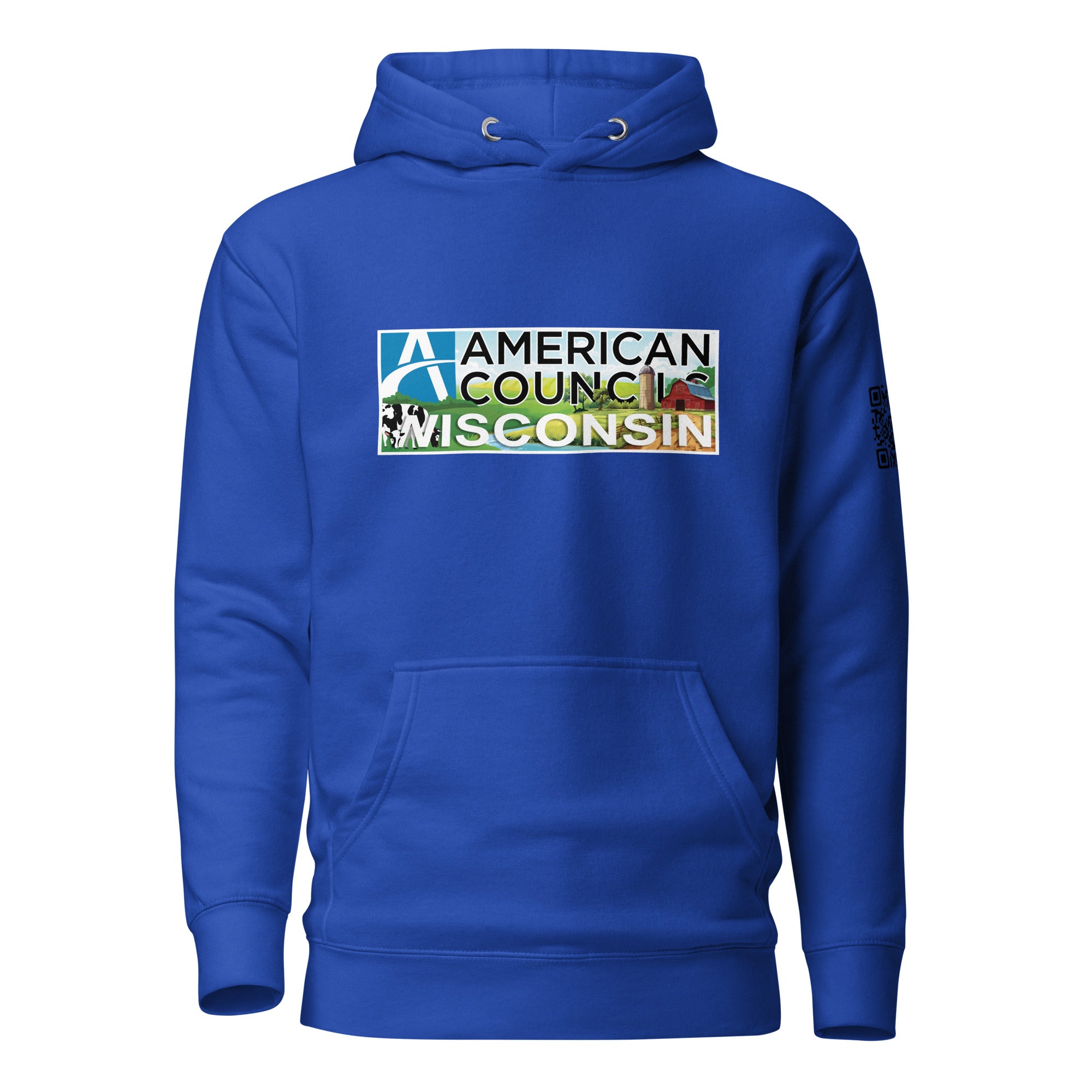 Wisconsin AC + Countries + QR CODE Hoodie- Black Lettering