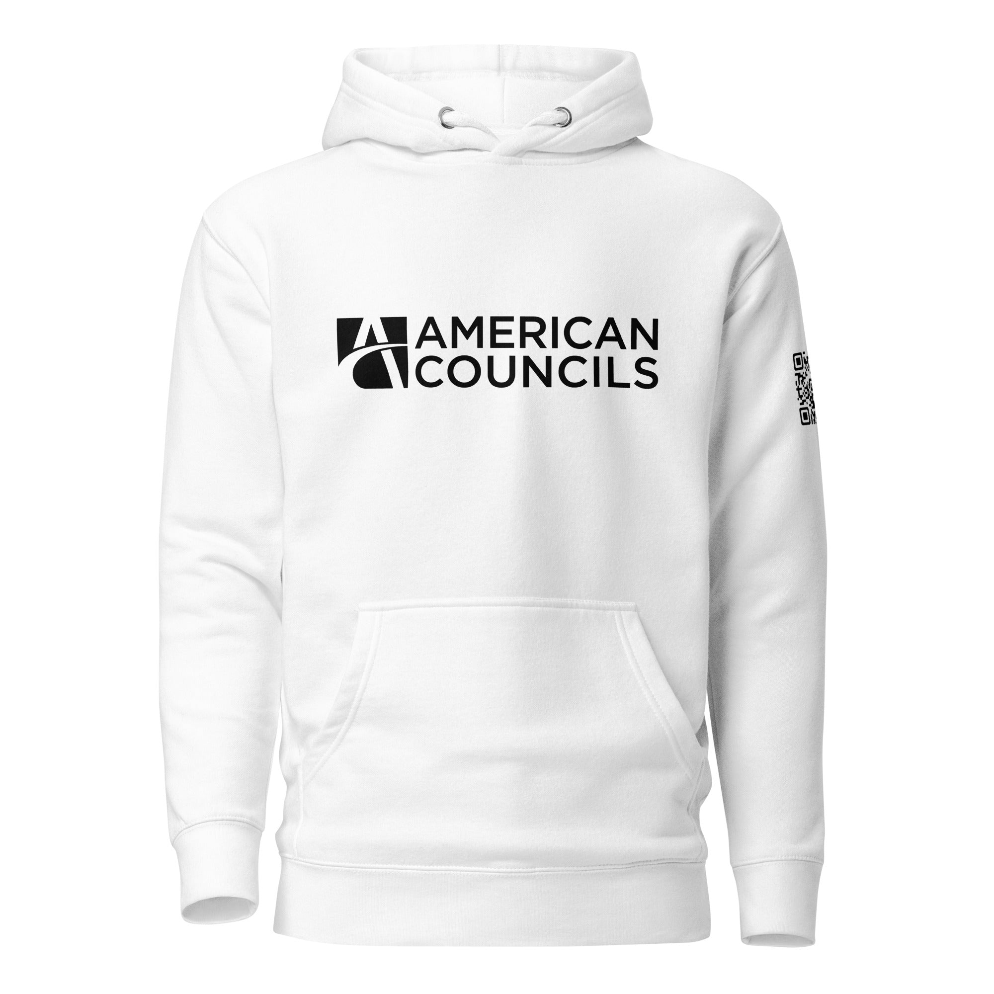 American Councils + Countries + QR CODE Hoodie- Black Lettering