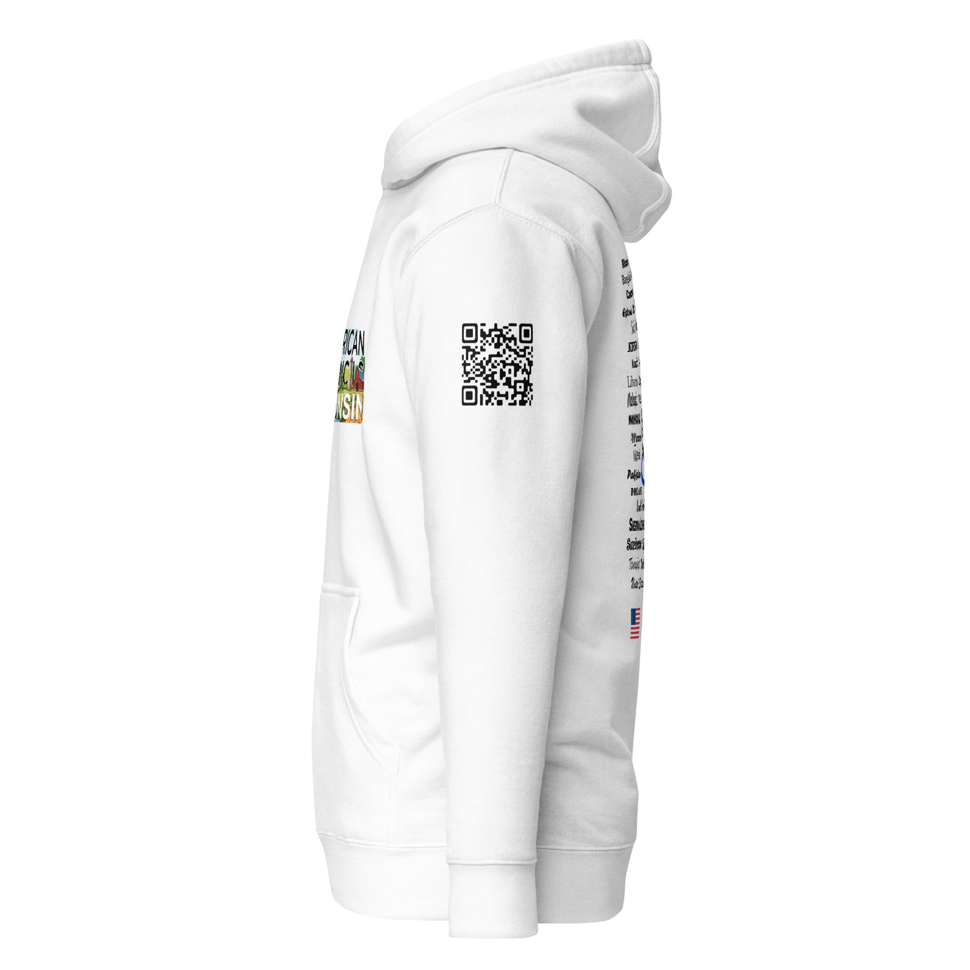 Wisconsin AC + Countries + QR CODE Hoodie- Black Lettering