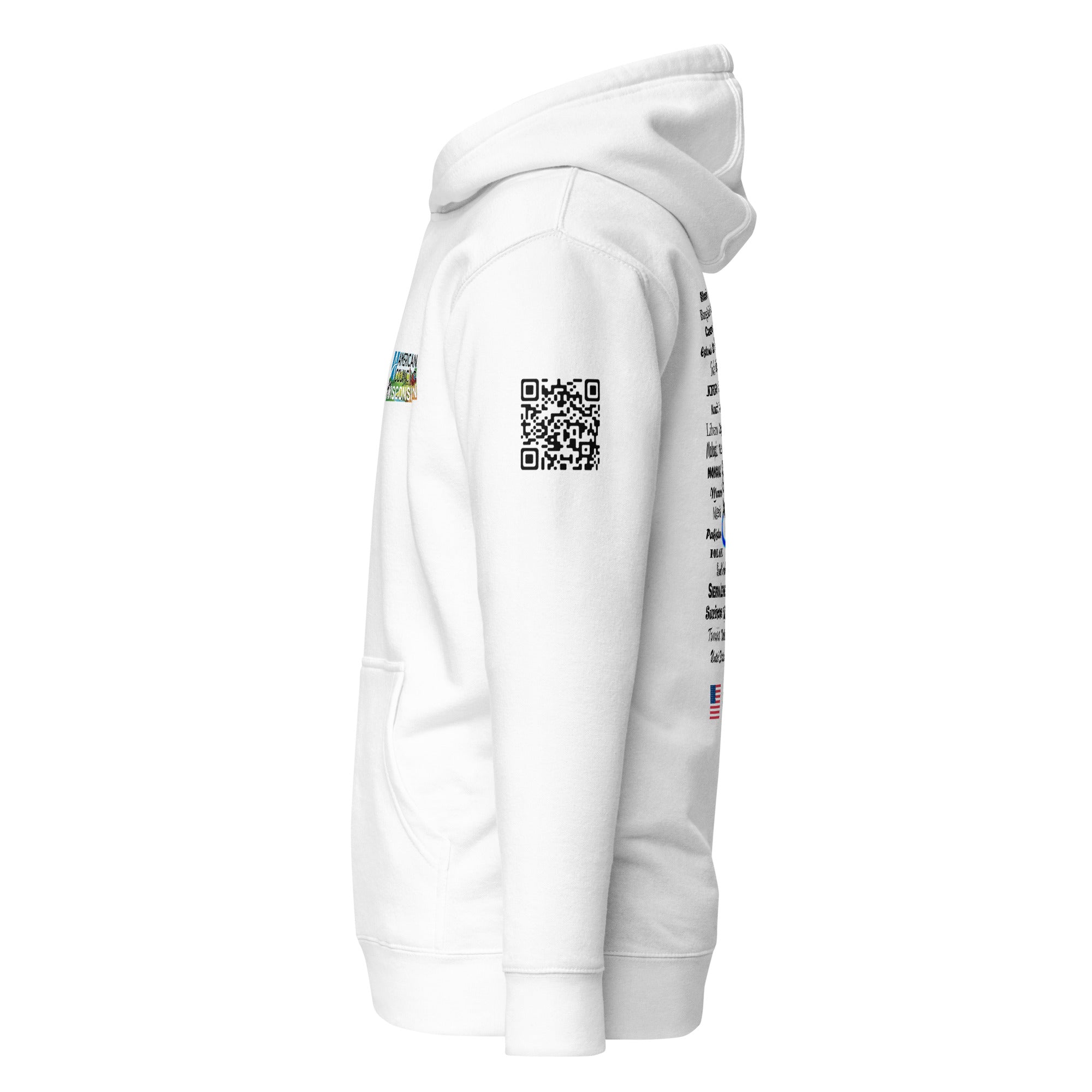 Wisconsin AC Small + Countries + QR CODE Hoodie - Black Lettering