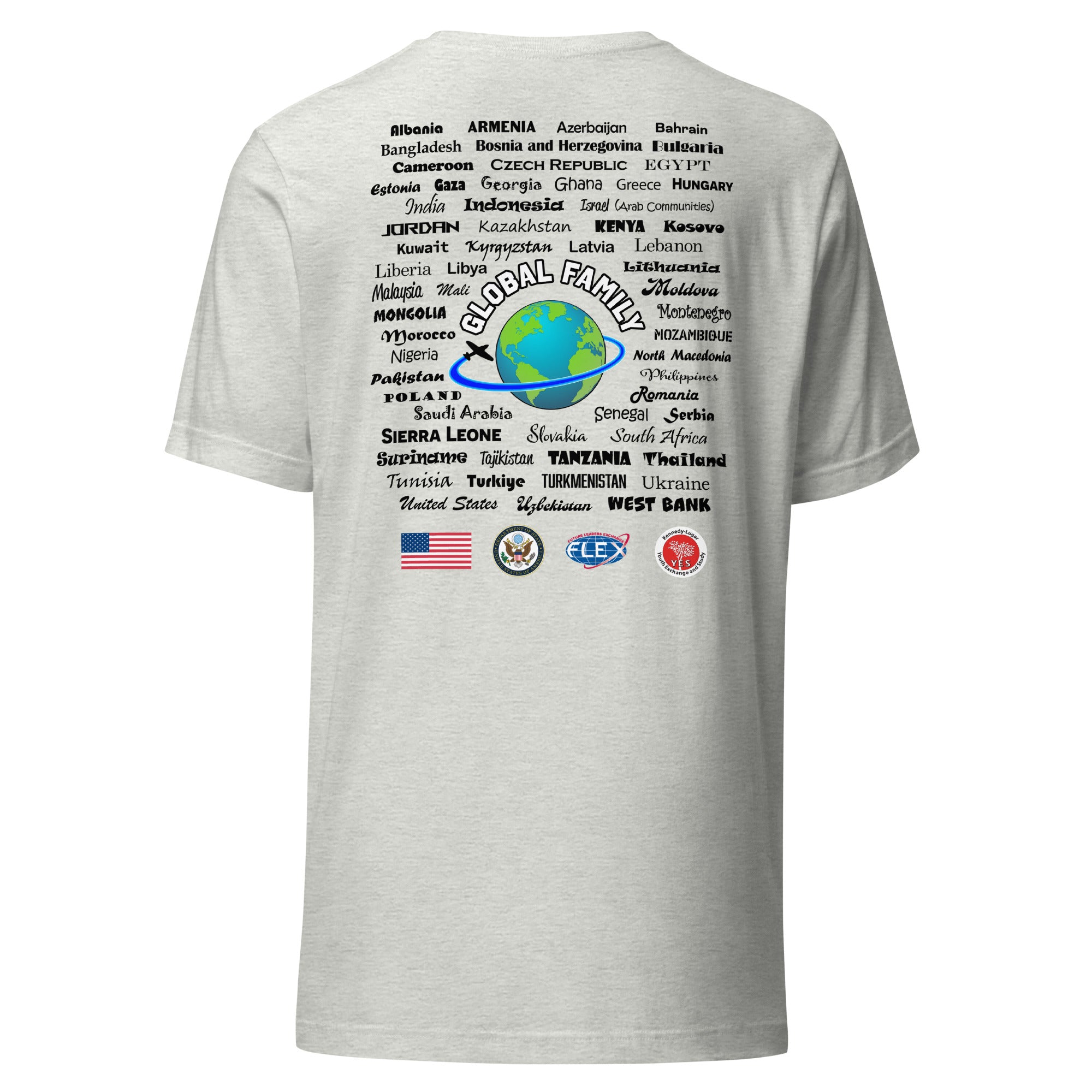 American Councils Countries T-shirt- Black Lettering