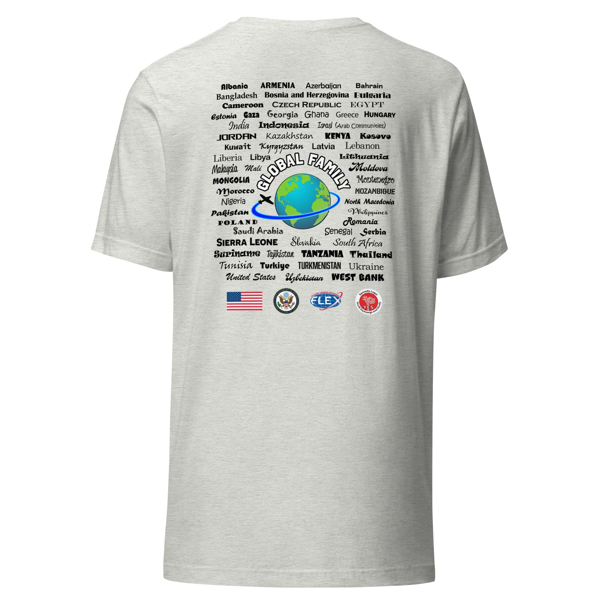 Exchange Students Change the World Countries T-shirt- Black Lettering