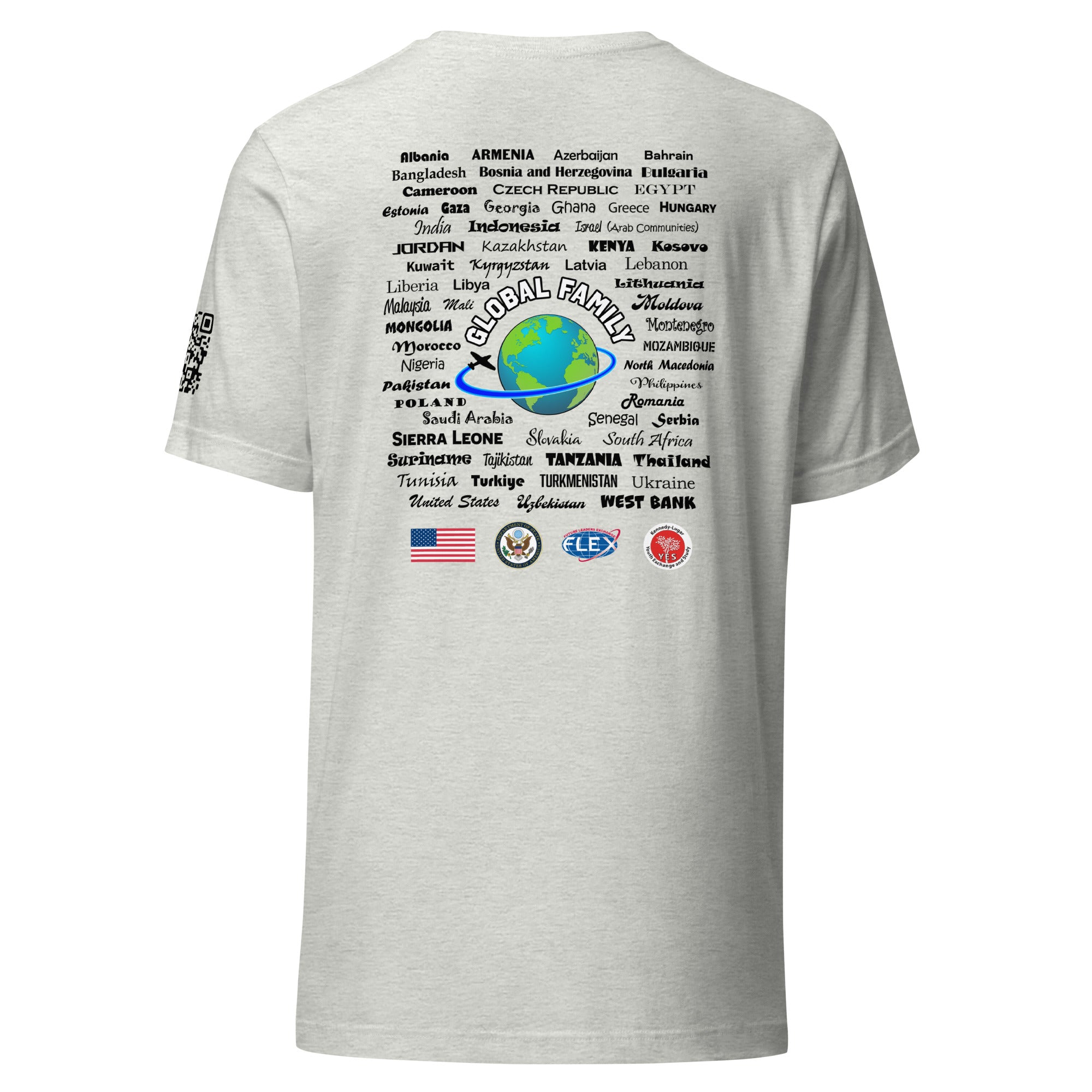 Exchange + Countries + QR Code T-shirt- Black Lettering