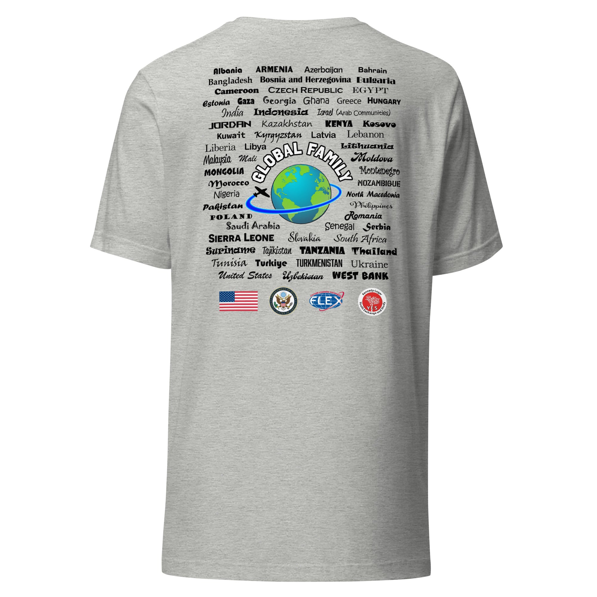 American Councils Countries T-shirt- Black Lettering