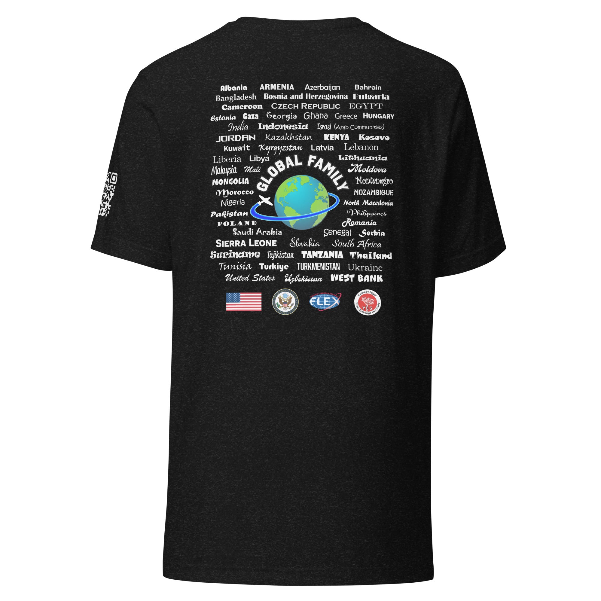 Exchange + Countries + QR Code T-shirt - White Lettering