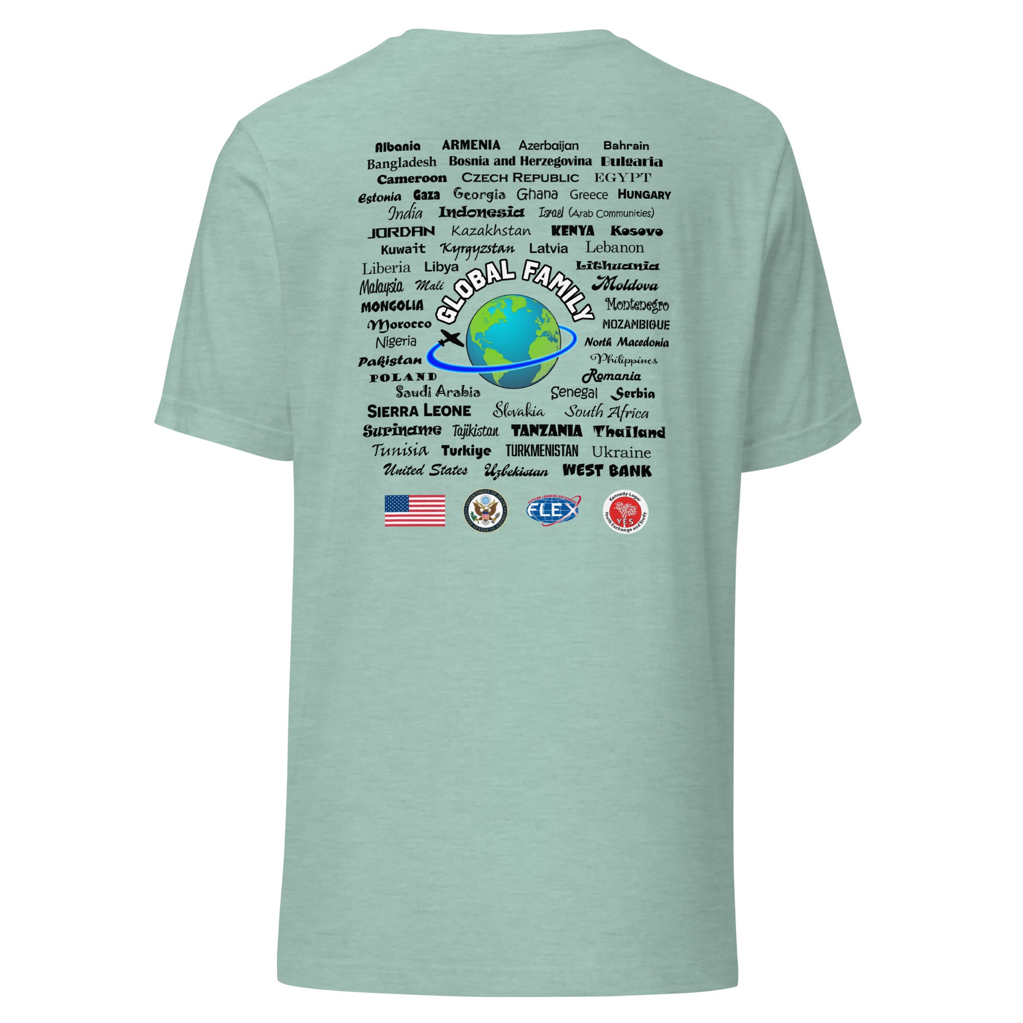 Exchange Students Change the World Countries T-shirt- Black Lettering