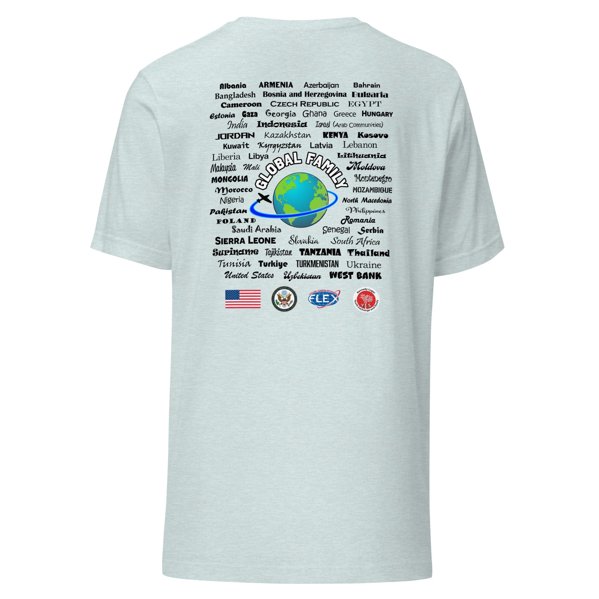 Exchange Students Change the World Countries T-shirt- Black Lettering