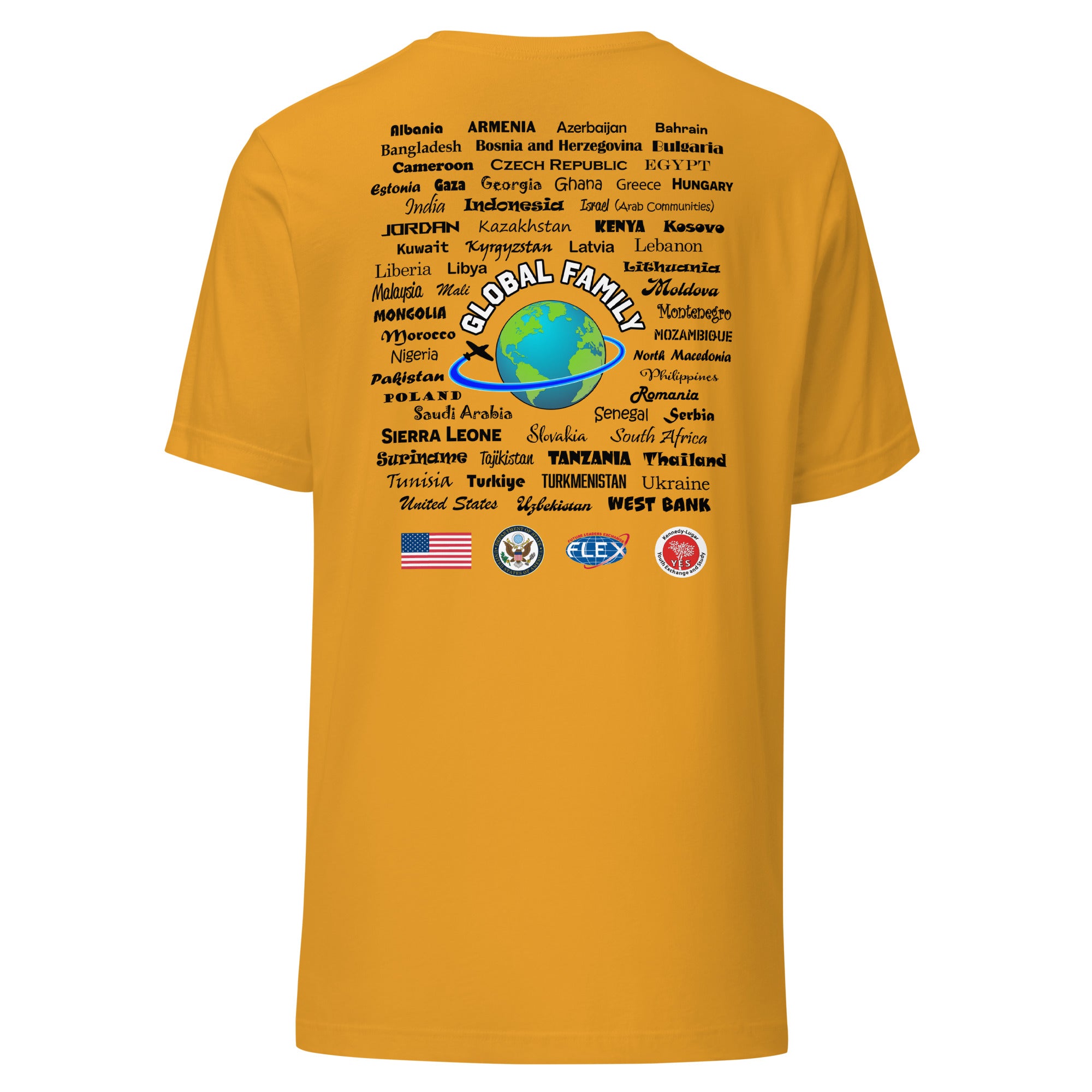 American Councils Countries T-shirt- Black Lettering