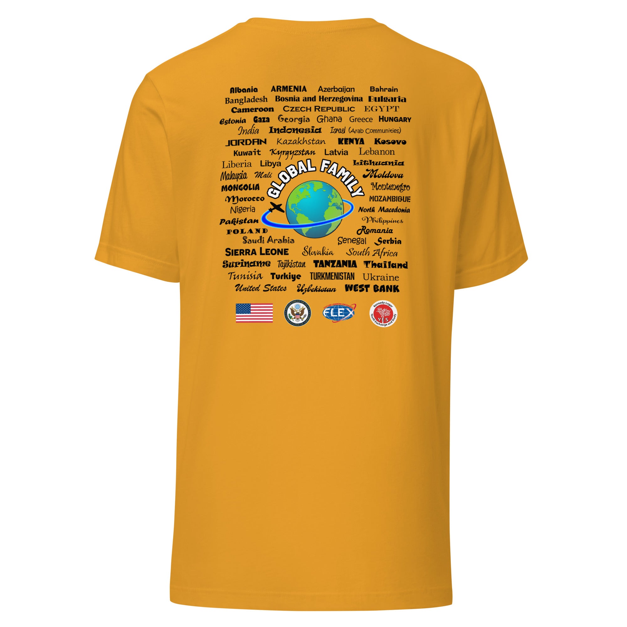 Exchange Students Change the World Countries T-shirt- Black Lettering