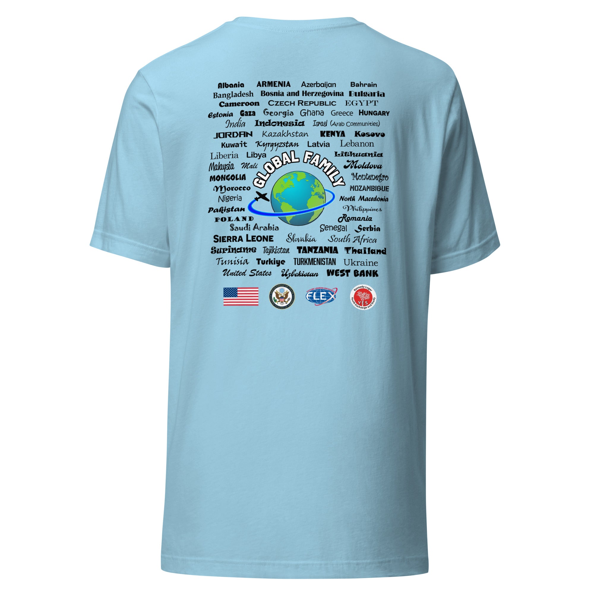 Exchange Students Change the World Countries T-shirt- Black Lettering