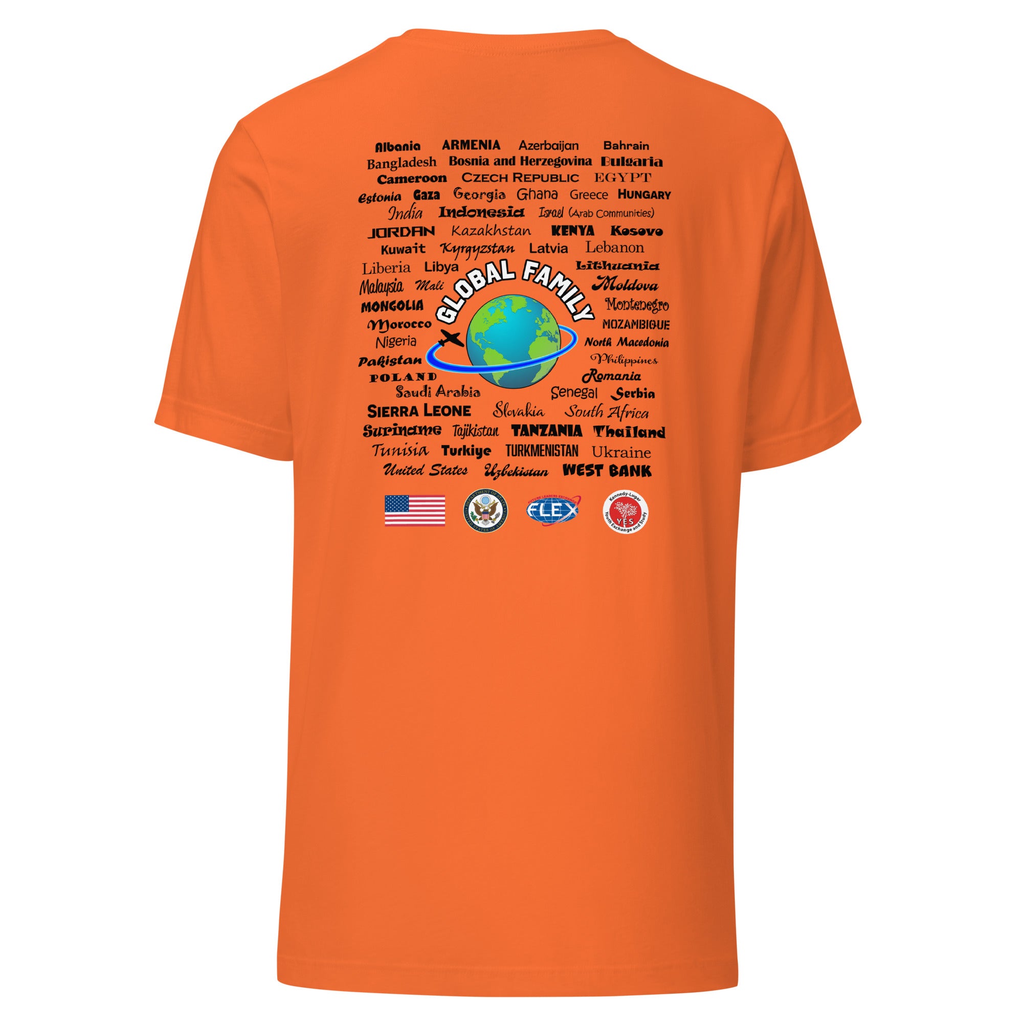 Exchange Students Change the World Countries T-shirt- Black Lettering