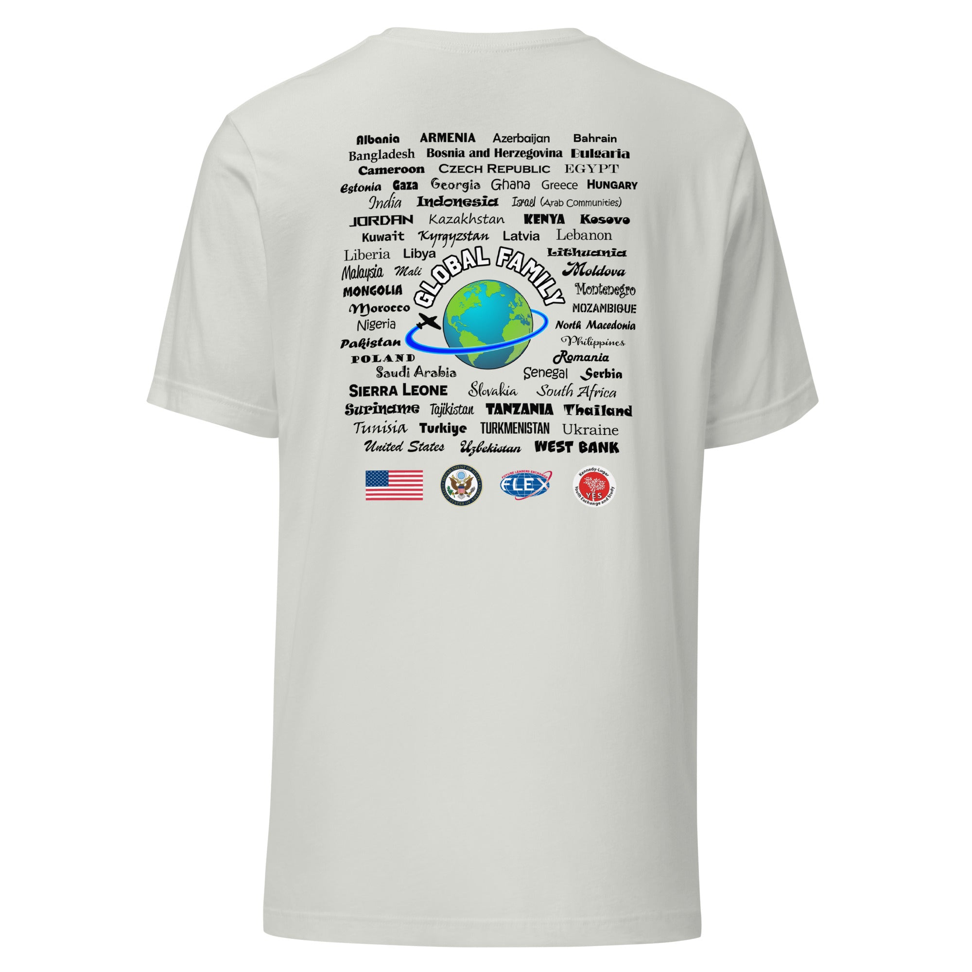 Exchange Students Change the World Countries T-shirt- Black Lettering