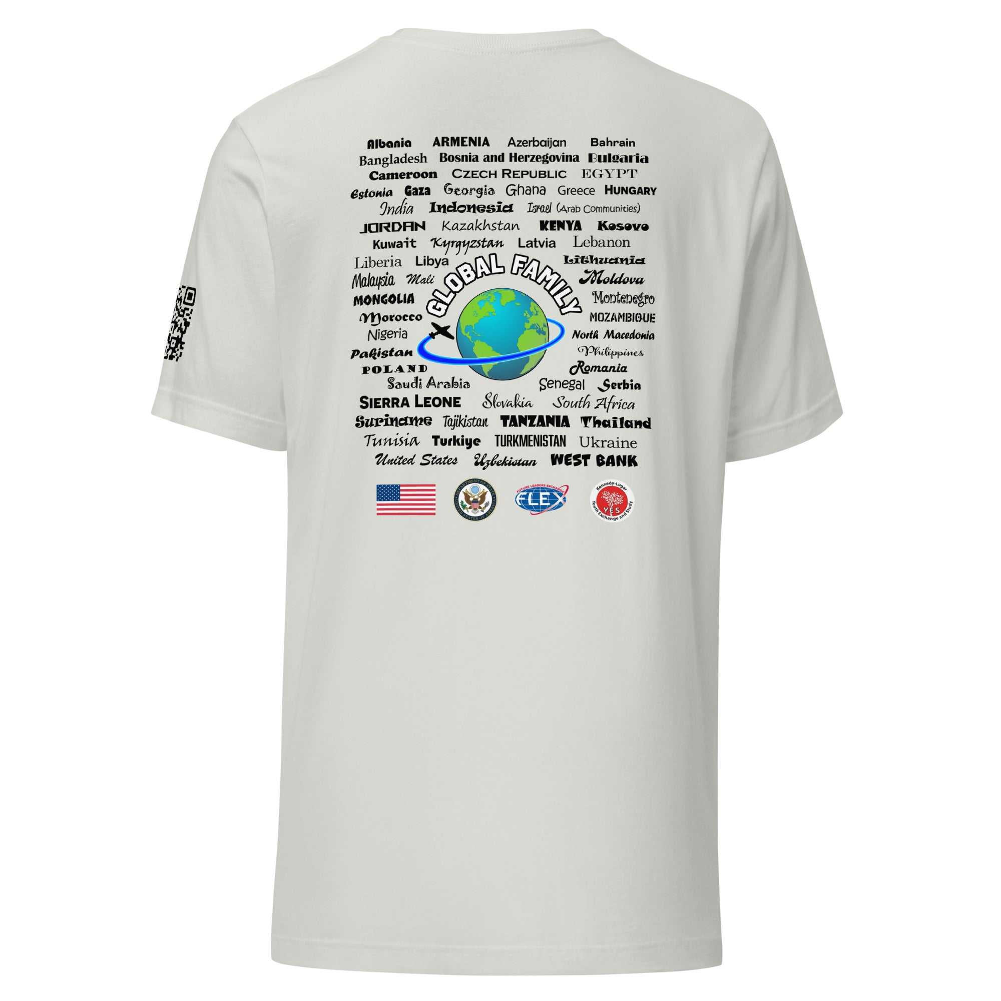 Exchange + Countries + QR Code T-shirt- Black Lettering