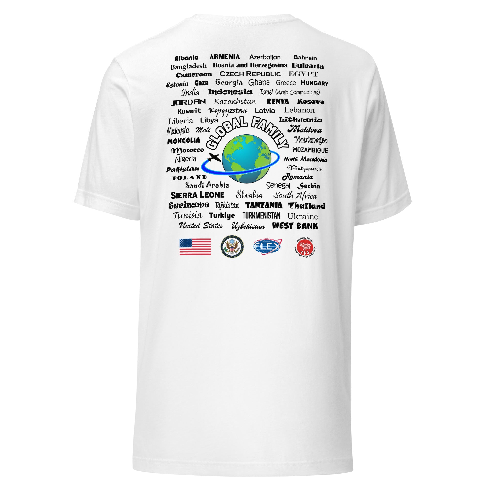 American Councils Countries T-shirt- Black Lettering