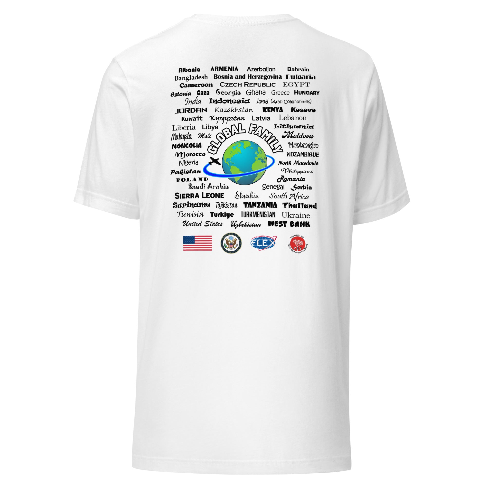 Exchange Students Change the World Countries T-shirt- Black Lettering