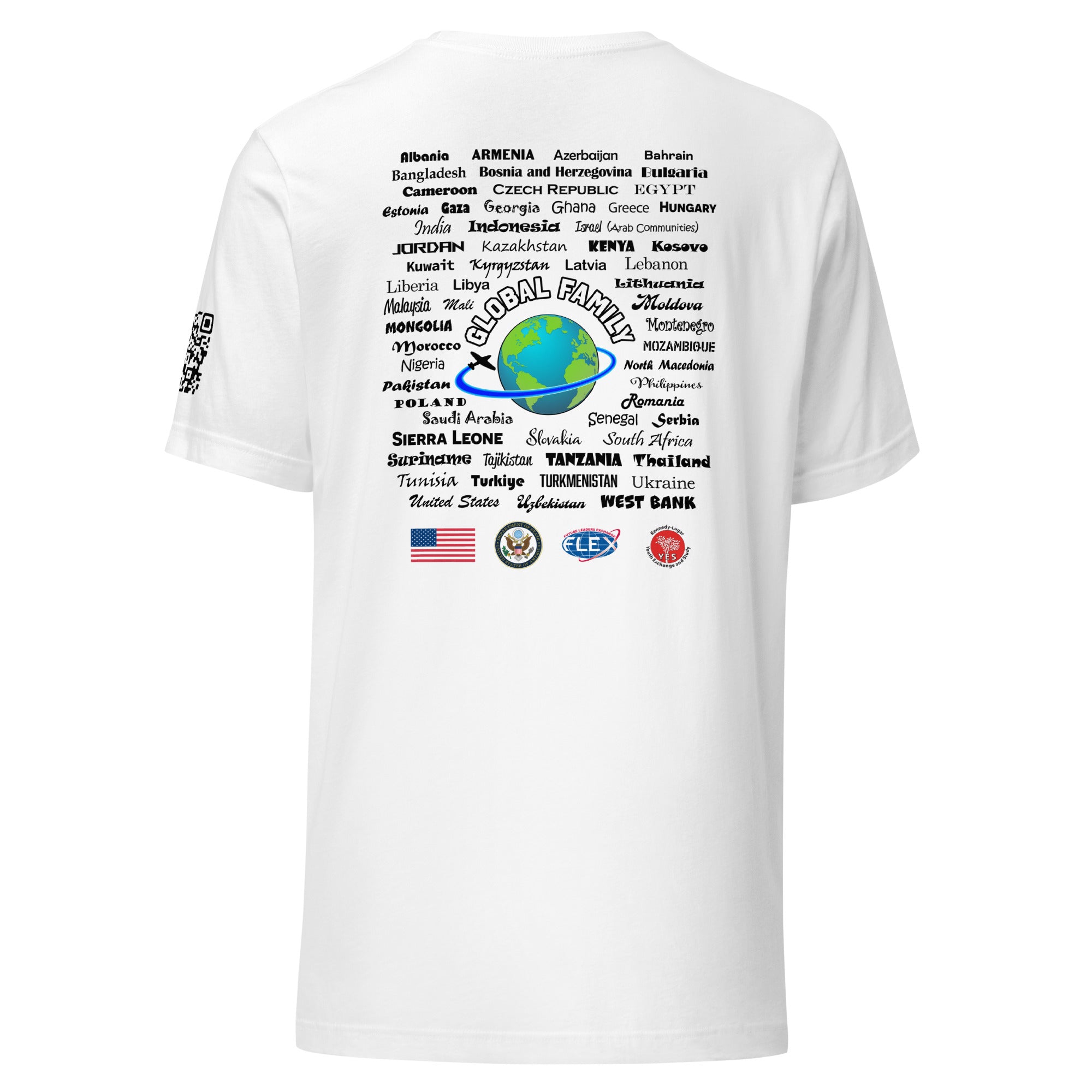 Exchange + Countries + QR Code T-shirt- Black Lettering