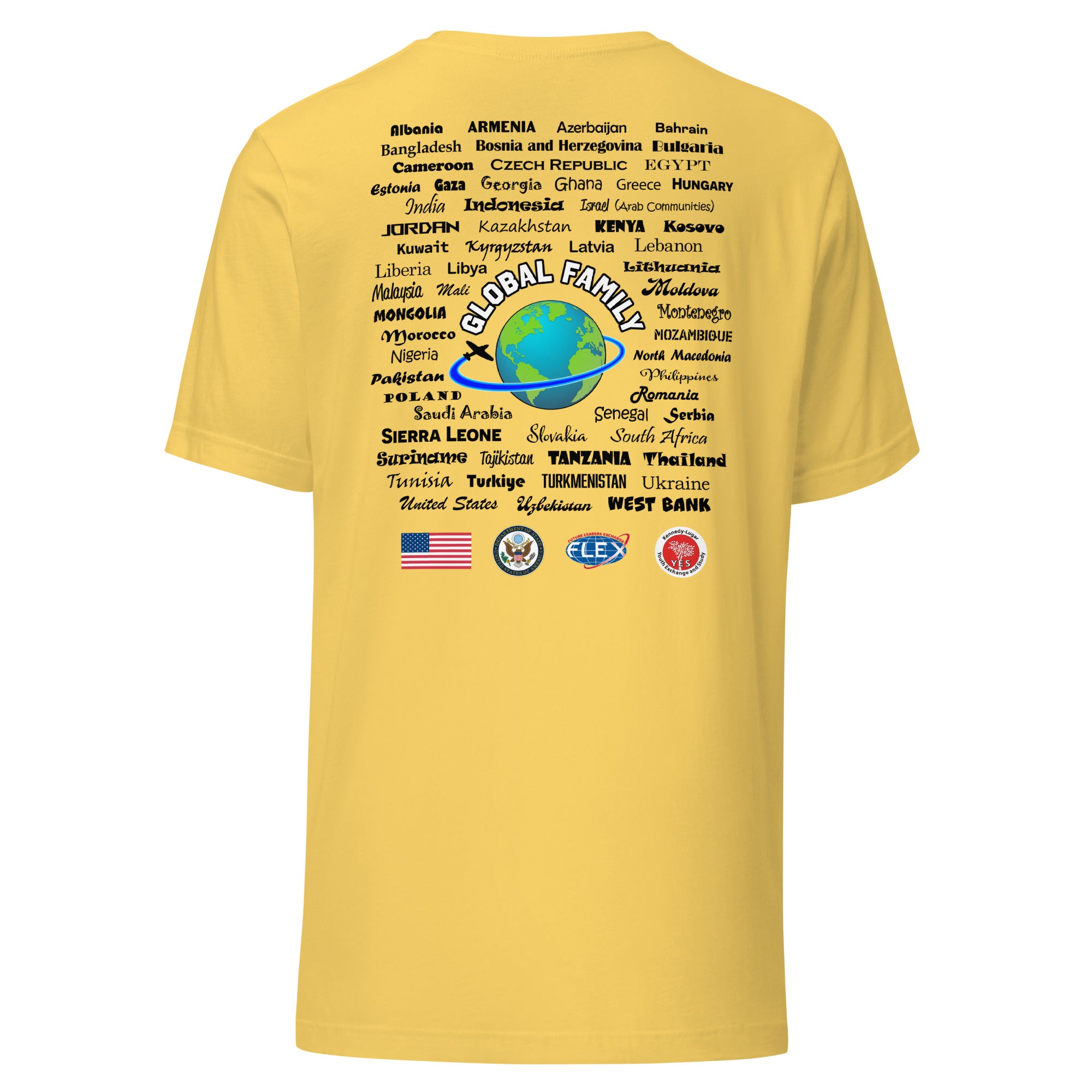 American Councils Countries T-shirt- Black Lettering