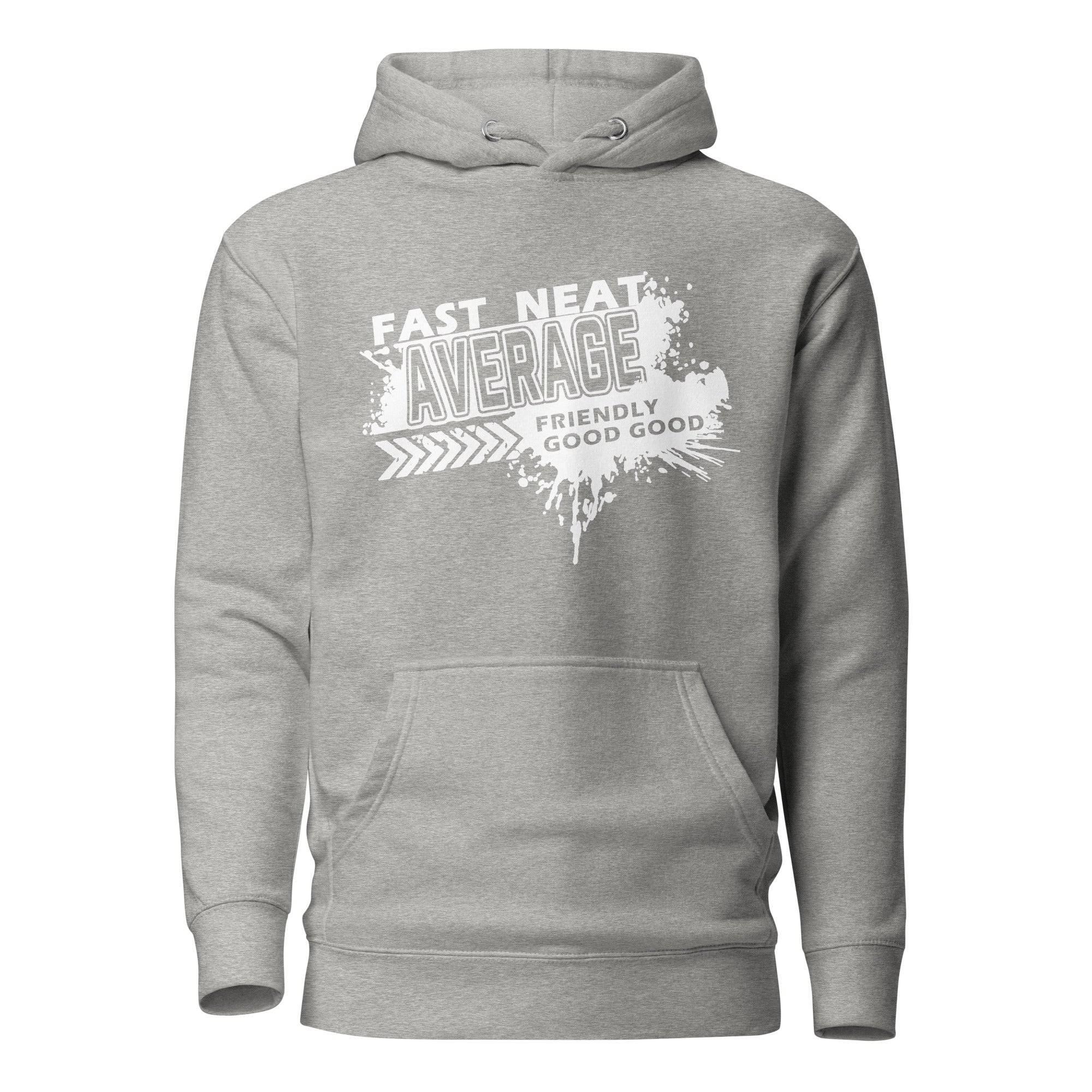 FAST, NEAT, AVERAGE SPLATTER HOODIE- WHITE