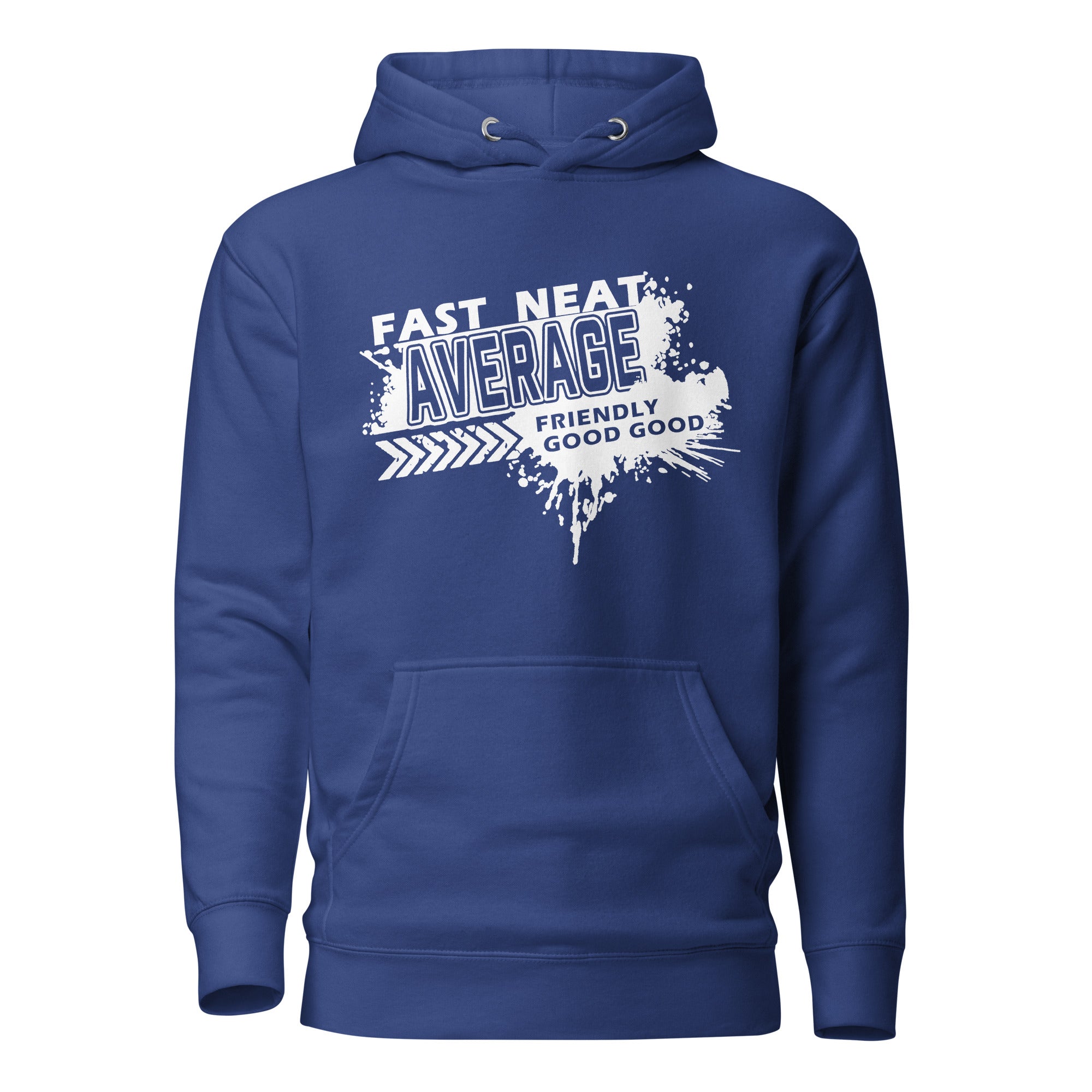 FAST, NEAT, AVERAGE SPLATTER HOODIE- WHITE